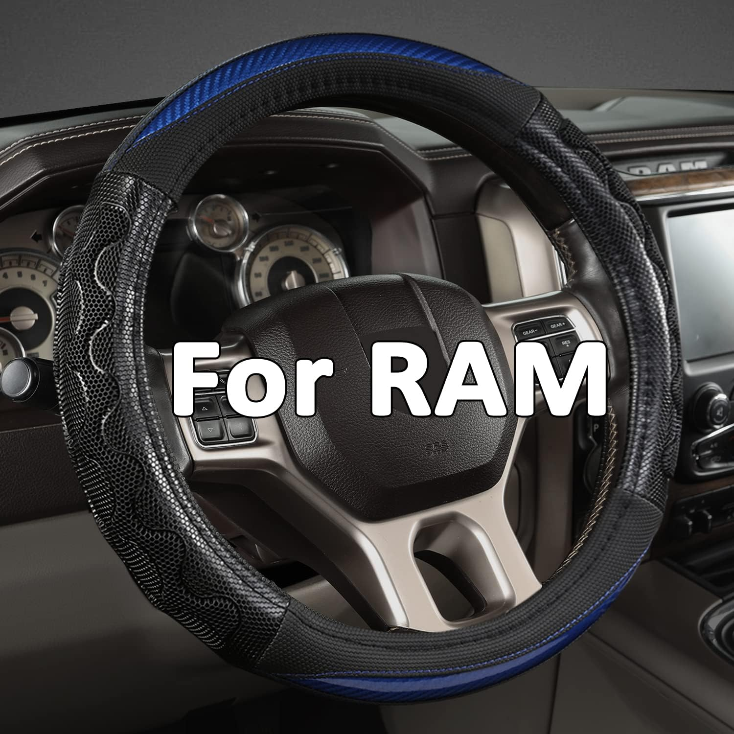 GIANT PANDA Steering Wheel Cover for Dodge Ram 1500 - Car Steering Wheel Covers for Dodge Ram 2500 3500 15.5-16 Inch - Blue
