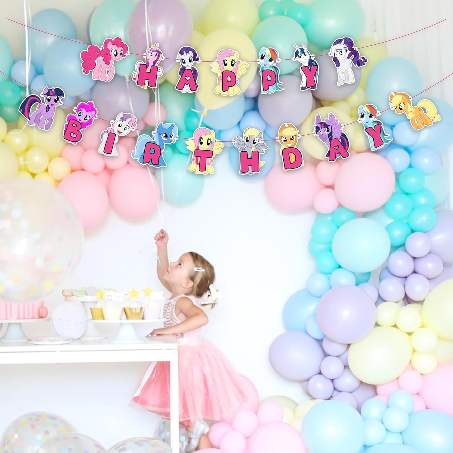 My Little Pony Happy Birthday Banner &ndash; Adorable Pony Characters in Vibrant Colors &ndash; Perfect for Kids&rsquo; Birthday Parties image number 3