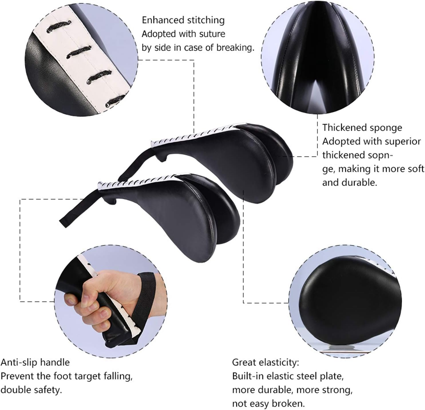 Taekwondo Double Kick Pad,Target Karate Kickboxing Training TKD Kicking Pad,Practice Kick Target Training Double Face Kick Foot Pad,Martial Arts Equipment Sporting Goods Paddle - Black image number 3