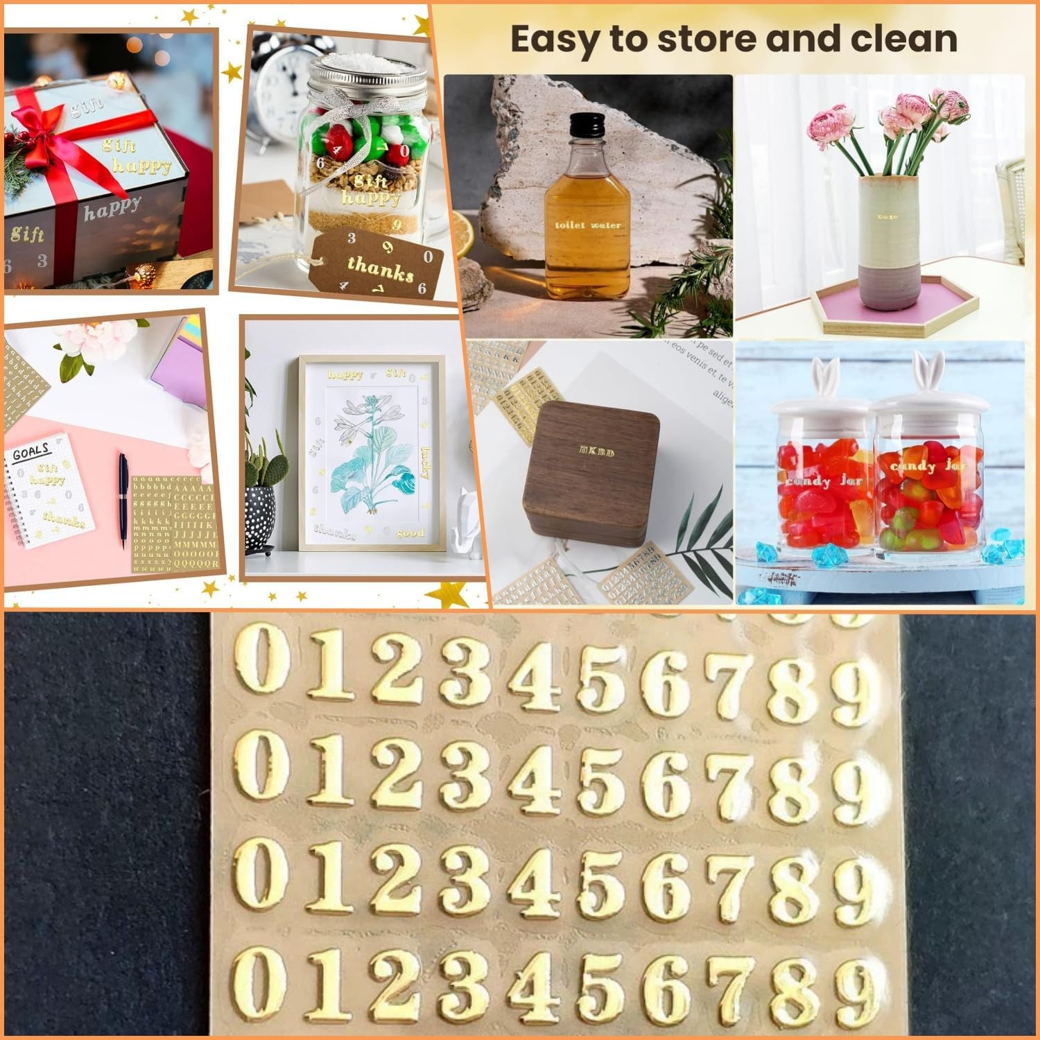 Taicols Letter Stickers, 12 Sheets Alphabet Number Stickers, Mini Metal Letter Sticker Uppercase and Lowercase Number Sticker Glitter Alloy Self Adhesive Stickers Self Adhesive Letters Numbers (4.5Mm) image number 4