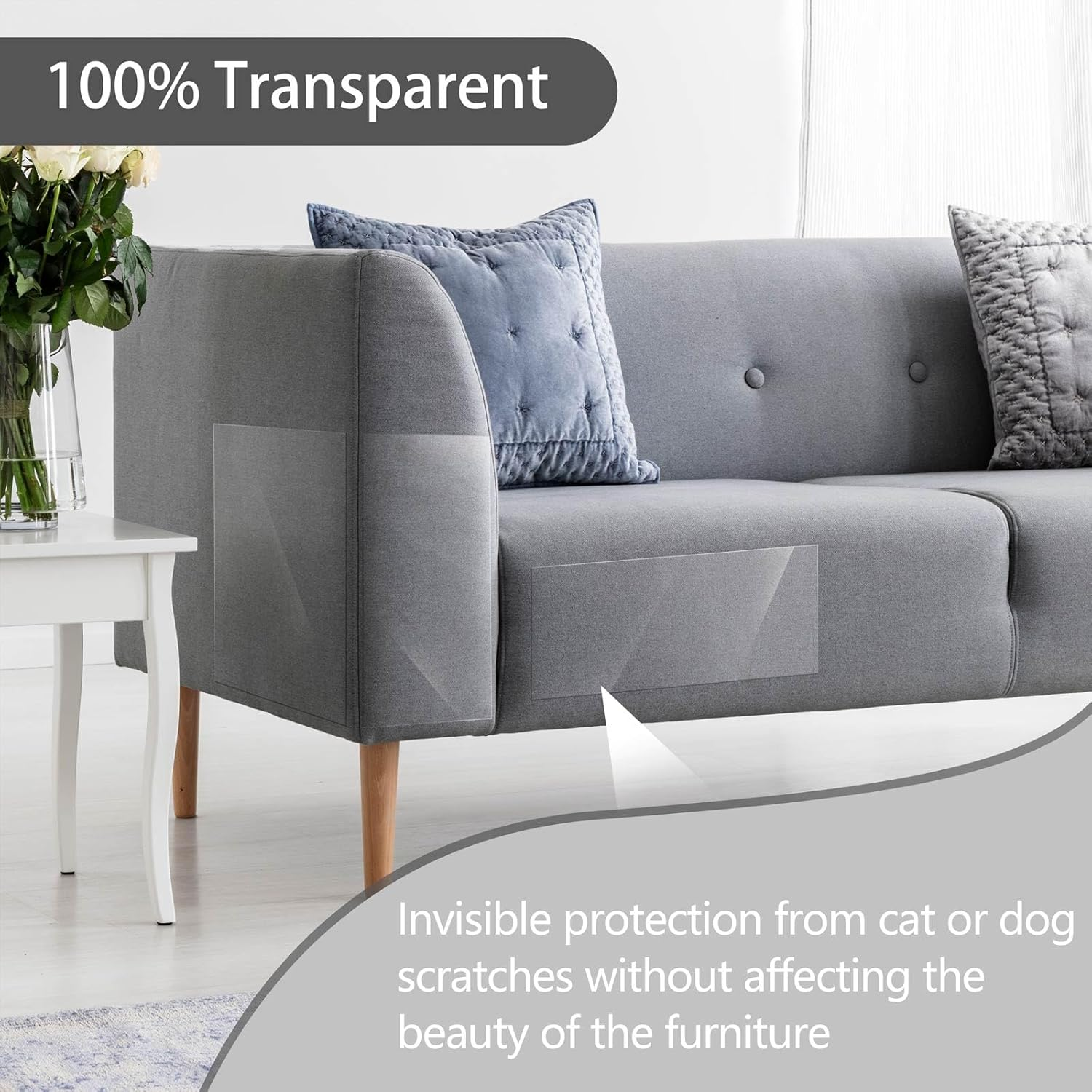 Scratch Protection Cat Tape, Set of 18 Cat Scratch Protection Sofa, Transparent (20 Cm X 43 Cm), Scratch Film, Cat Self-Adhesive Scratch Protection Wall, Scratch Protection Film for Furniture, Couch, image number 2