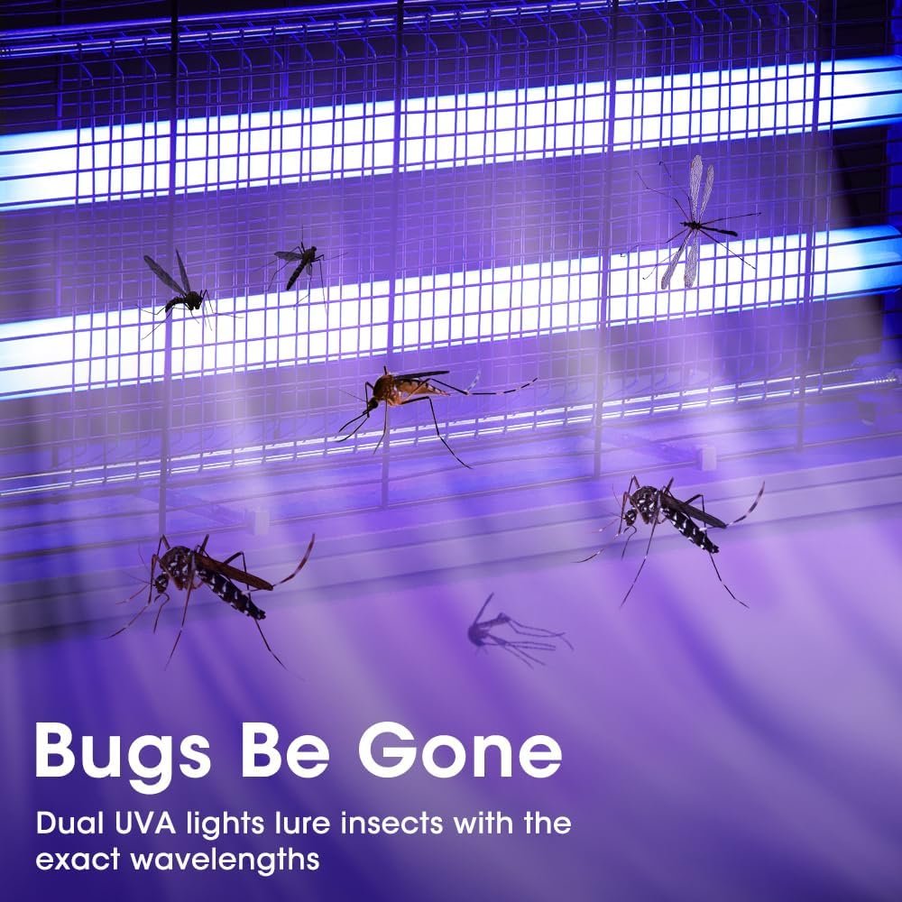 ZUNI Electric Bug Zapper, 2400 Volt Powerful Flying Insect Mosquito Fly Zapper, 30W Blue UV Light Attract, Durable Mosquito Trap, Easy-To-Clean, with a Removable Washable Tray image number 4