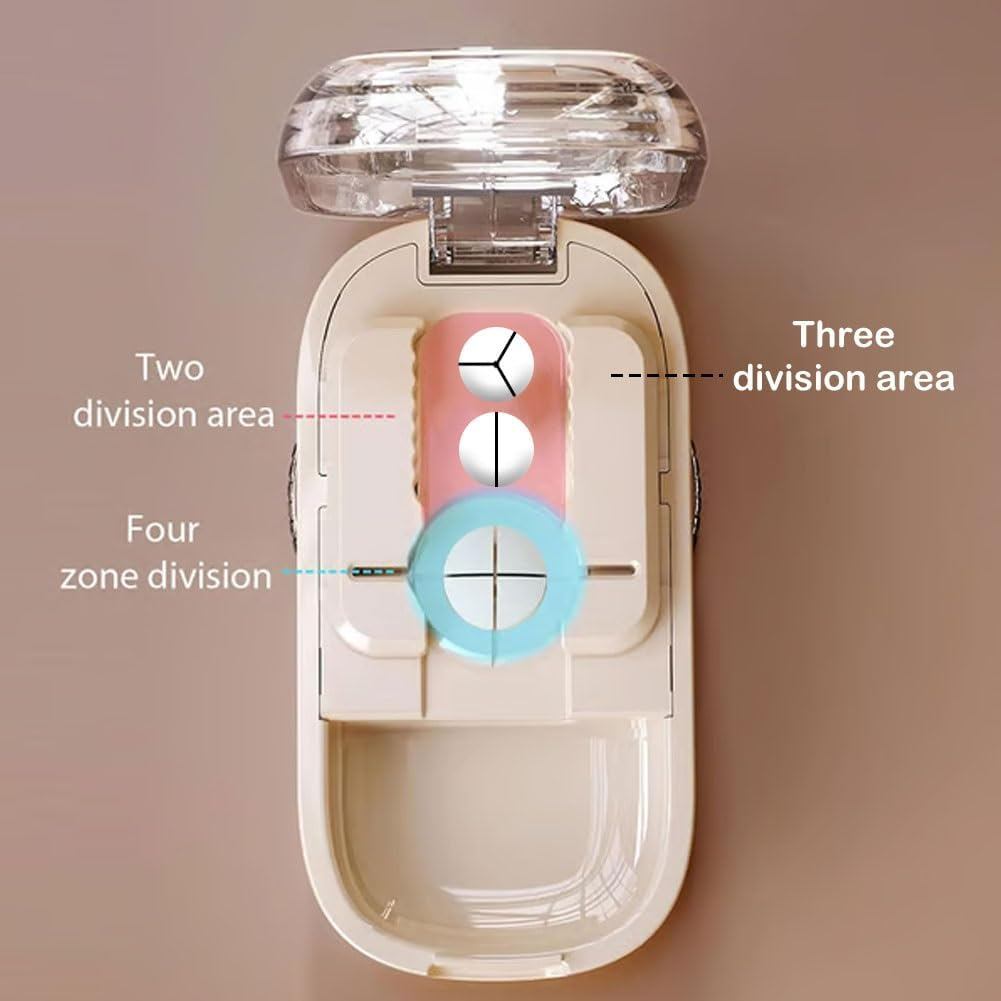 Portable Pill Cutter Splitter for Small and Tiny Pills,Adjustable Pill Splitter with Centering Device for Cutting Multiple Pills,Precision Alignment,Easy to Use with Sharp Safe Blade(Beige) image number 3
