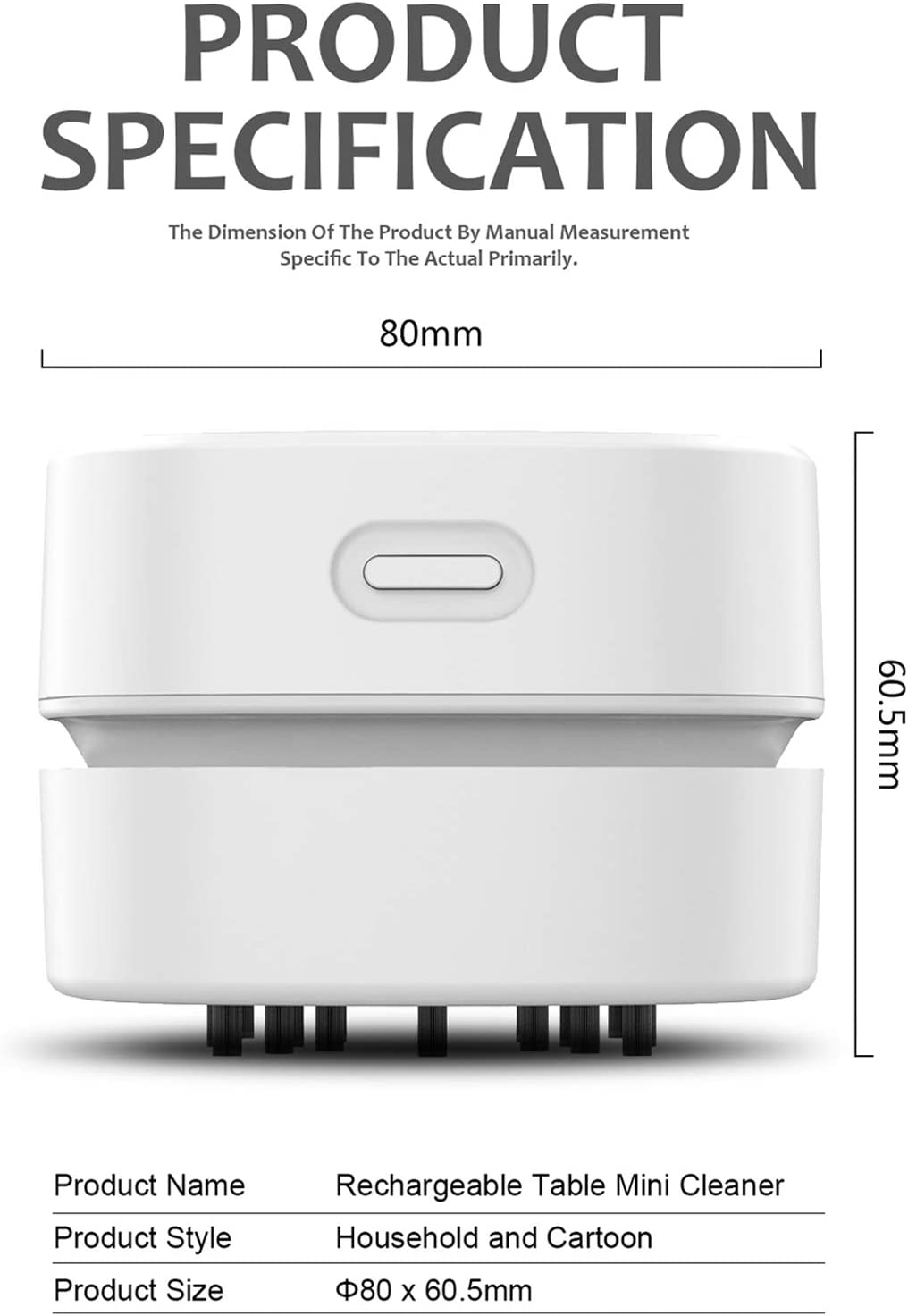 ODISTAR Desktop Vacuum Cleaner,Mini Table Dust Sweeper Energy Saving with Auto Power-Off Function,High Endurance up to 400 Mins,Cordless&360&ordm; Rotatable for Keyboard/Home/Office (White USB Charging) image number 3