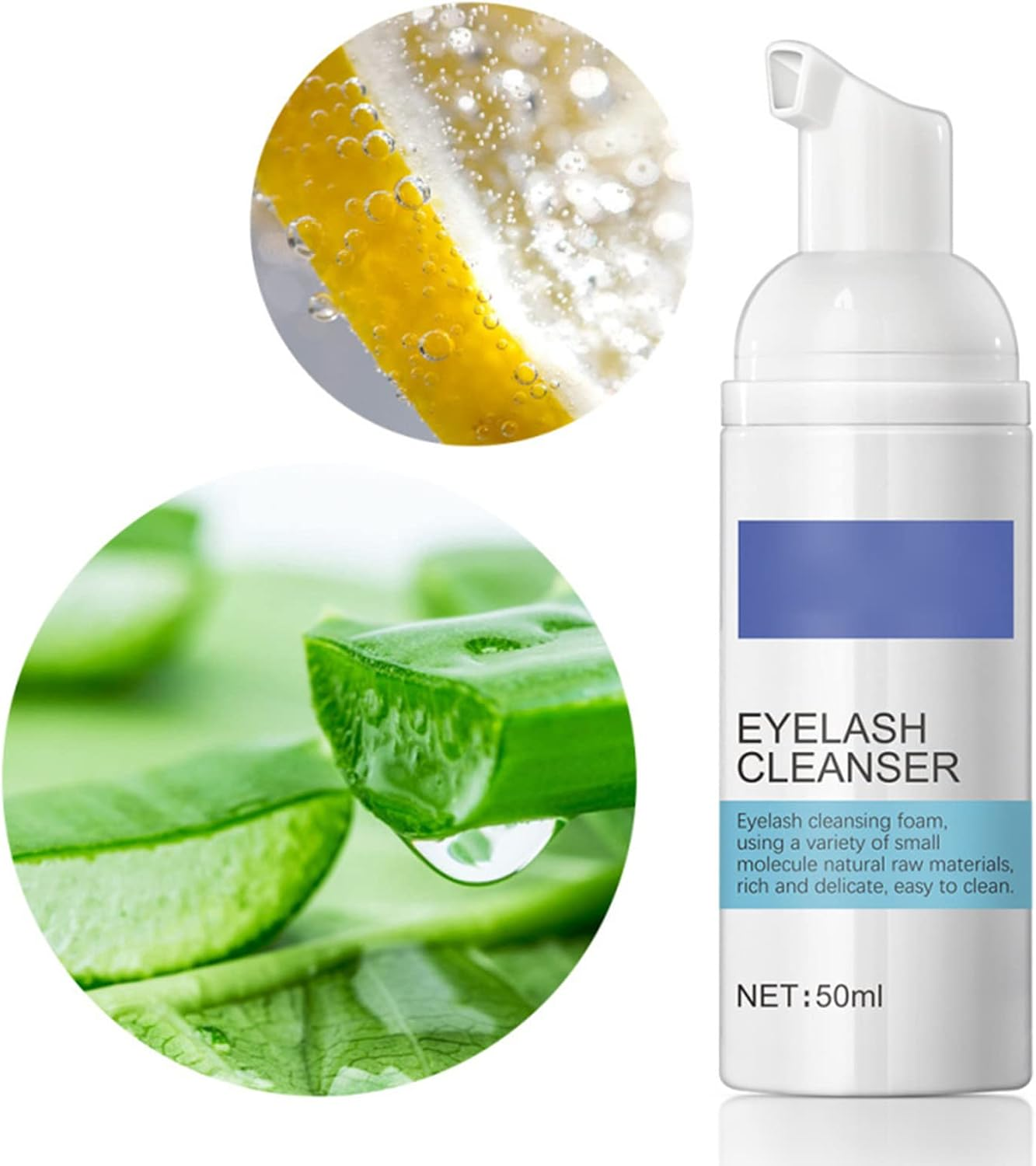 Eyelash Wash Cleanser Shampoo,Meizhaung Eyelash Cleansing Foam,50Ml Eyelashes Eyebrow Foaming Cleanser, for Extensions & Natural Lashes Safe Makeup & Mascara Remover image number 3