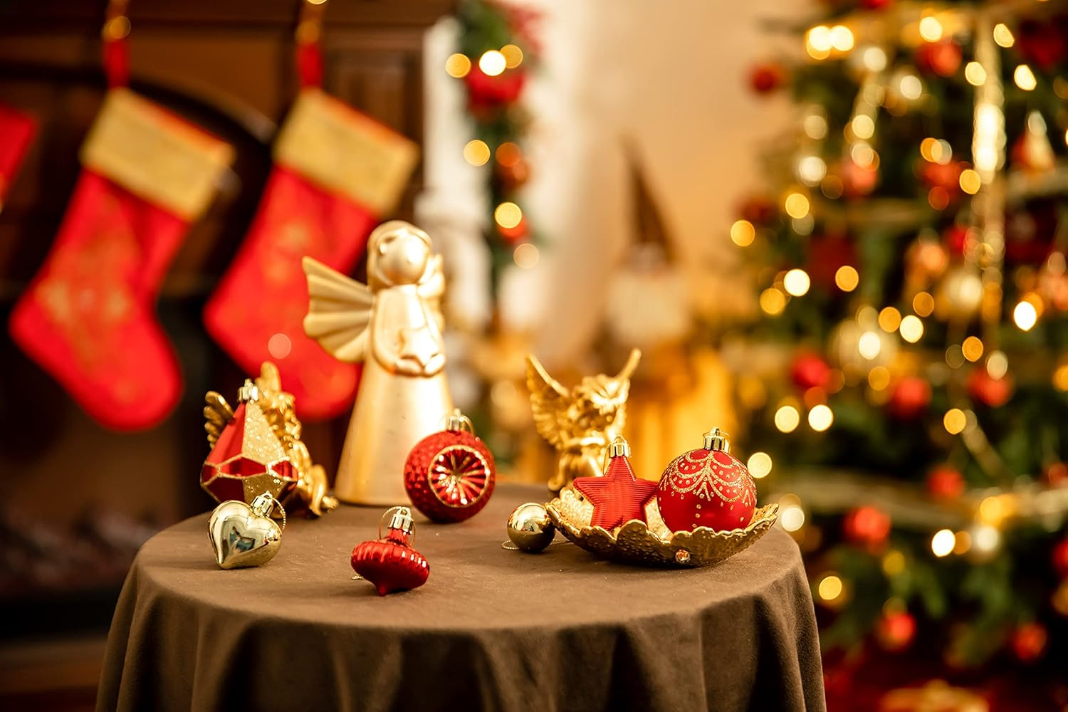 Valery Madelyn Ornaments for Christmas Trees, 70Ct Red and Gold Shatterproof Christmas Tree Decorations, Luxury Hanging Ball Ornaments Bulk for Xmas Holiday Decor image number 2