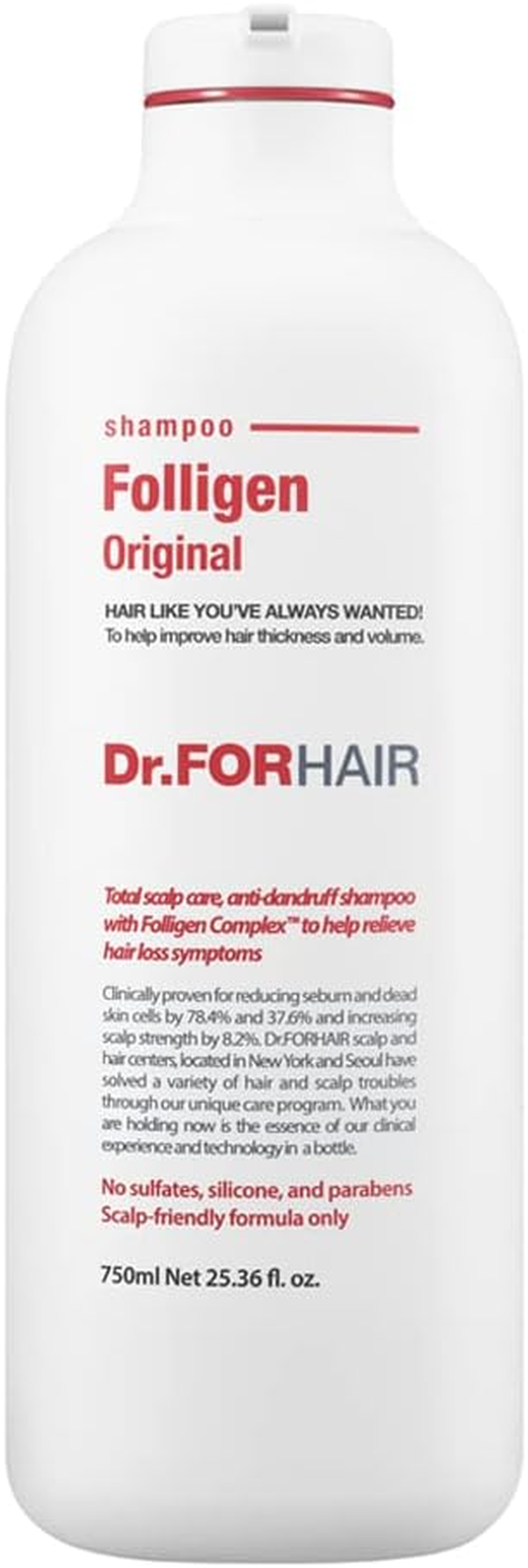 Dr.Forhair Scalp Strengthening Folligen Shampoo 750 Ml/16.91 Fl.Oz. | Hair Strengthening Shampoo with Biotin and Ceramide | No.1 Korean Scalp Care | for Thinning Hair | Hypoallergenic