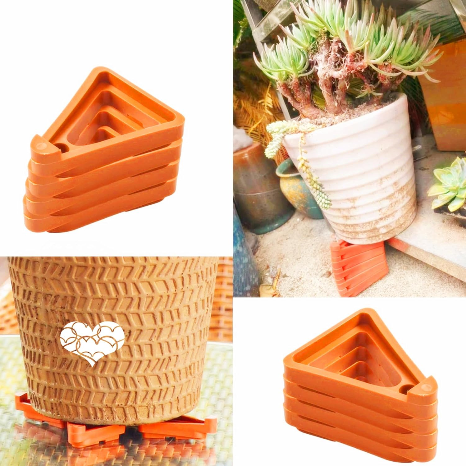 16 Pcs Plant Pot Risers Brick,Triangle Flower Pot Feet Holders,Triangle Flower Pot Rack Holder Pot for Outdoor Planters Indoor Garden Plants Breathable Ventilated Moisture ﻿ image number 3