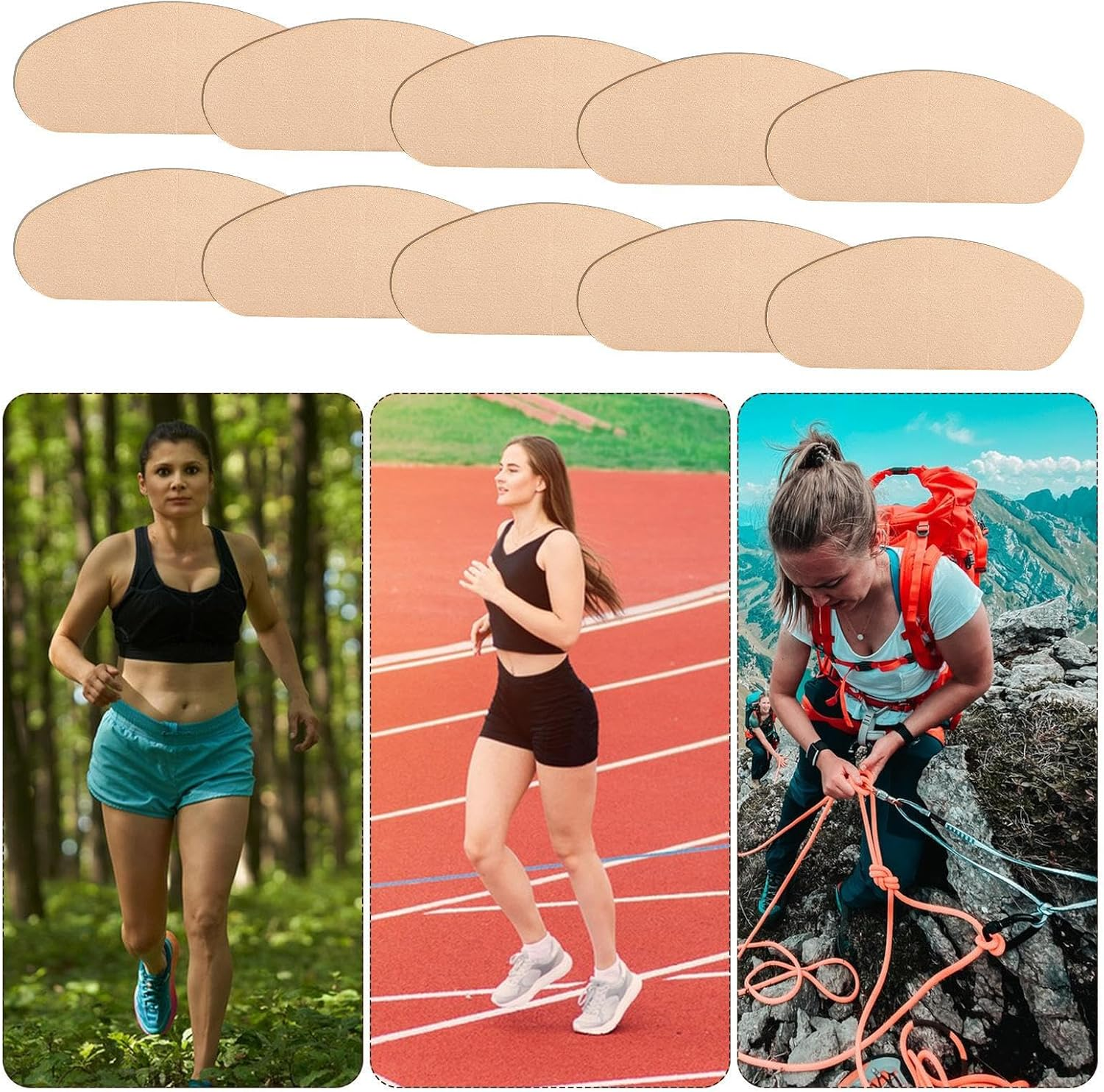 Thigh Chafing Patches | 10-Pieces Thigh Rubbing Protection Pads | Women Body Protection Friction-Resistant Patches for Workout Dancing Backpacking Walking Climbing Hiking Cycling image number 3