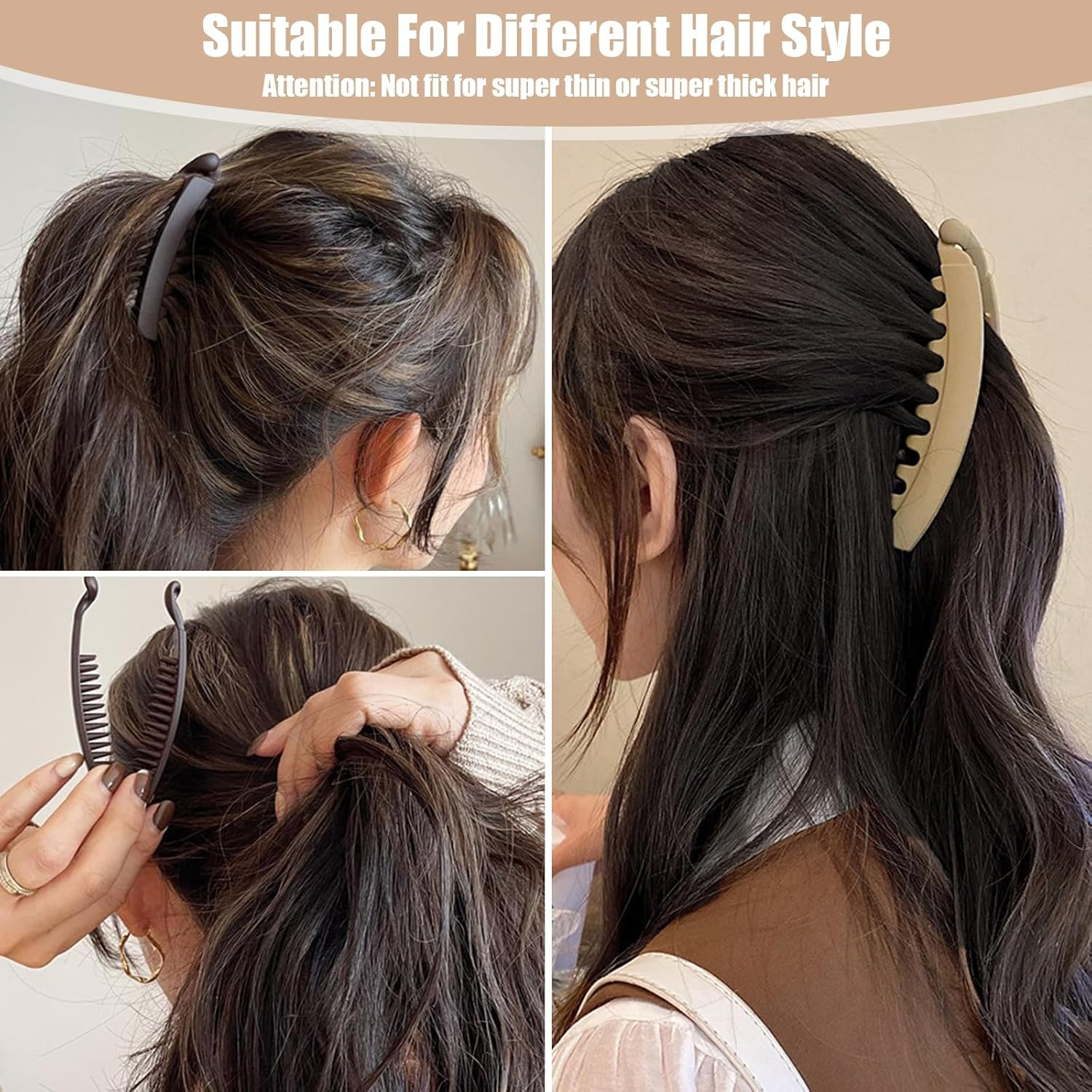 Pack of 12 Banana Clip Hair, Banana Clip Thick Hair, Banana Hair Clips Ladies, Vintage Banana Hair Clips Ponytail, Hair Clips for Women and Girls, Bananas (12 Colours) image number 2