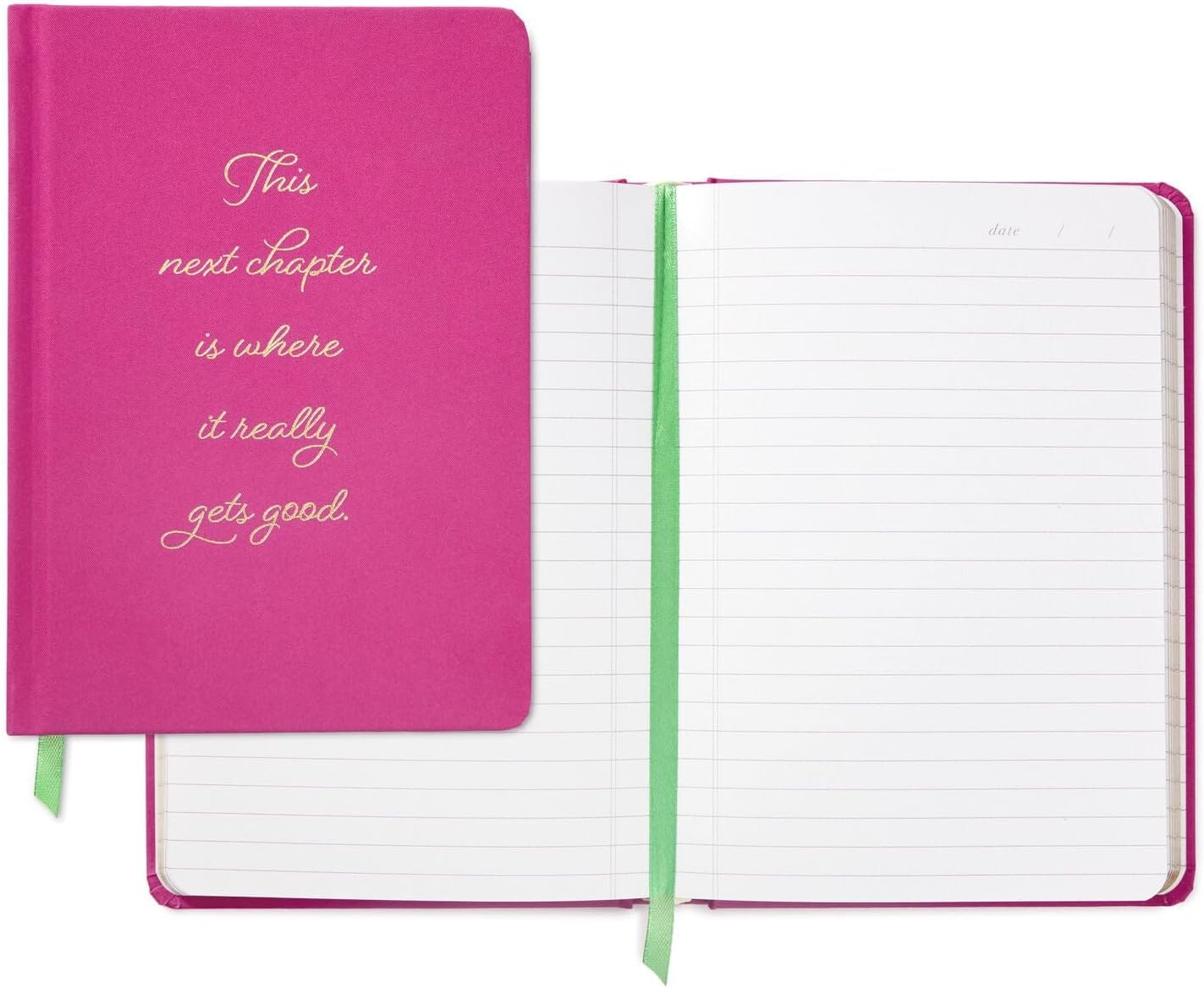 Hallmark Next Chapter Notebook, Hardcover Notebook - 5-Inch Width X 7 Height-Inch - 300 Pages, Bright Fuchsia Cover and Ribbon Bookmark. Manifestation Journal/Mindfulness Journal, for Her image number 5