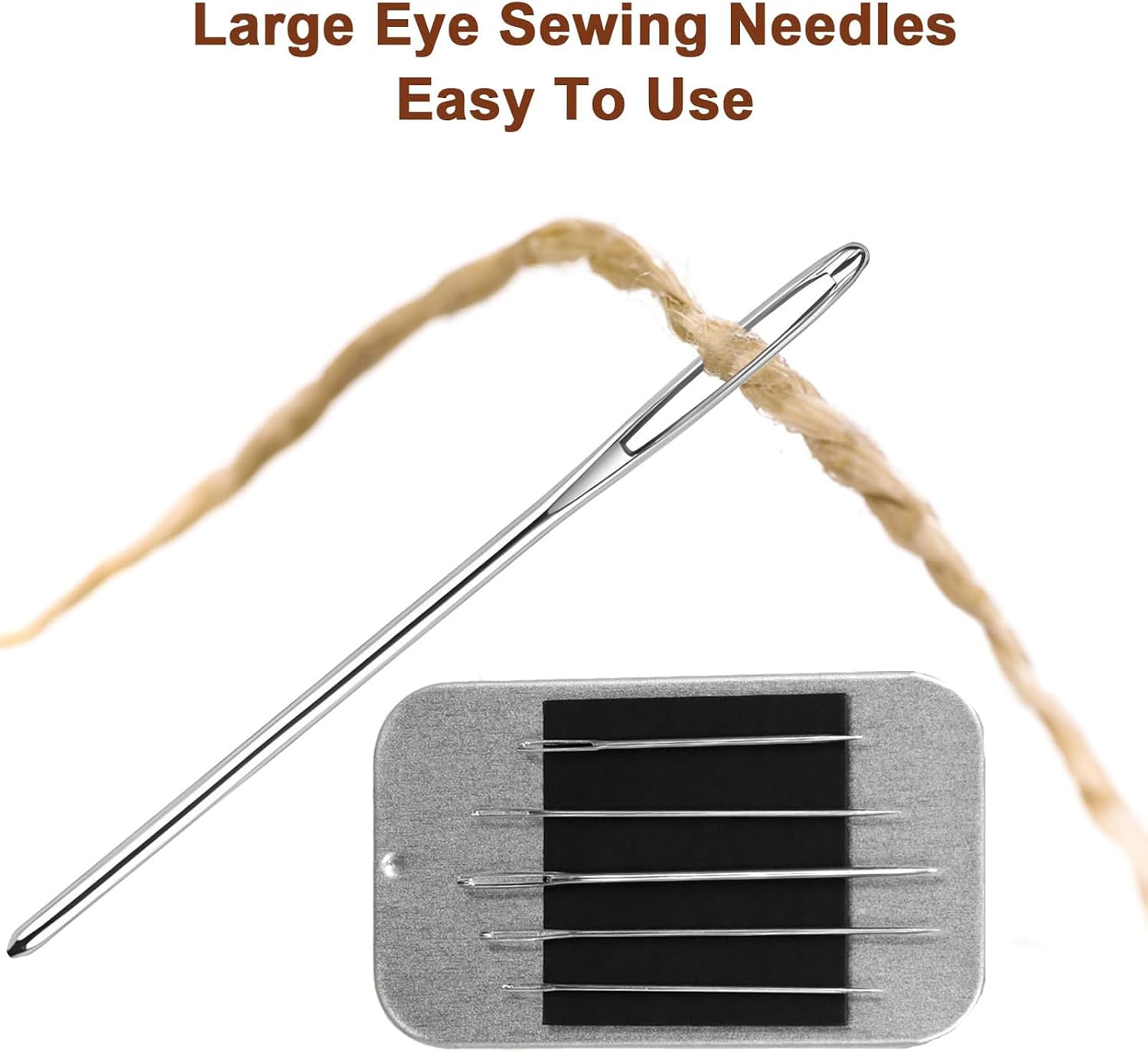 40PCS Sewing Needles Set,Large Eye with Threader & Magnetic Pin Cushion,Embroidery Thread Needle for Hand Sewing, 4 Sizes Stainless Steel Needles, for Embroidery, Crafts Projects and DIY image number 3