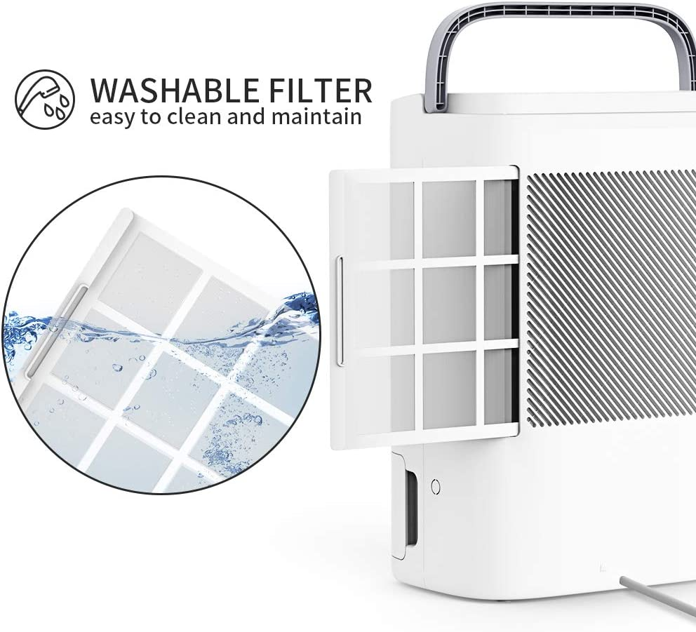 Hysure 7L Dehumidifier for Basement with Drain Hose, 2.5L Water Tank Home Dehumidifier for Damp Air, Mold, Moisture in Bathroom, Bedroom, Kitchen, Wardrobe, RV and Office-Intelligent Humidity Control image number 1