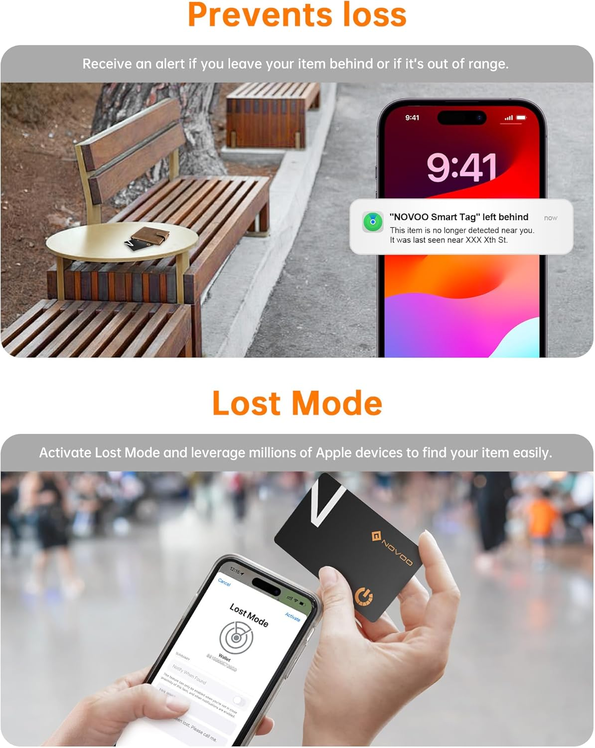 NOVOO Thinnest Smartcard Wallet Tracker 1.6Mm, 6-Year Battery Life,Works with Apple Find My(Ios Only),Smart Bluetooth Tracker Thin GPS Item Finder for Purse,Luggage Tag,Passport,Ip68 Waterproof 2 Pack