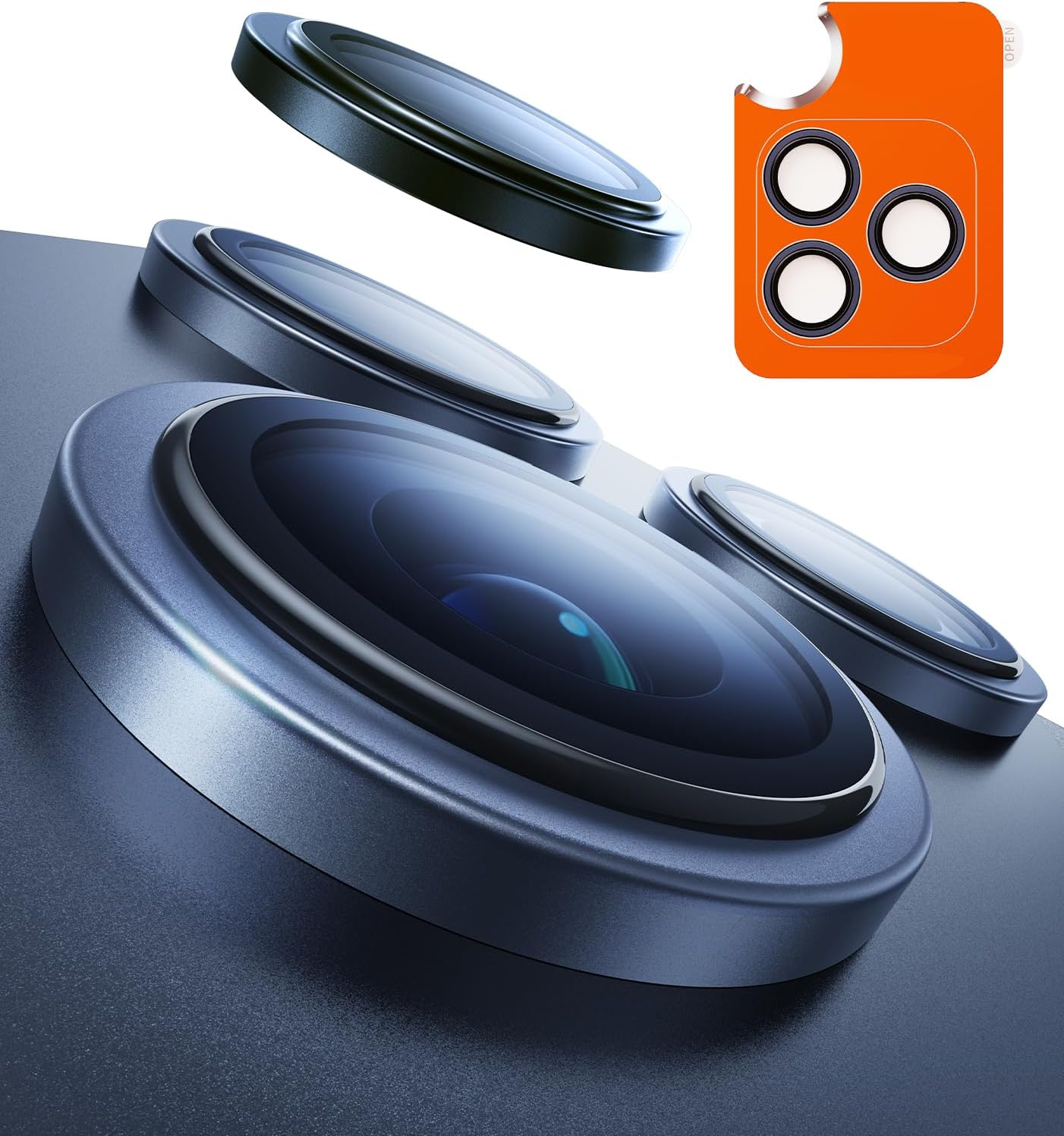 TORRAS 3-Year Ultimate Durability 9H+ Glass for Iphone 17 Pro Max/17 Pro Camera Lens Protector [1:1 Invisible Fit & Ultra Clarity] Camera Protector Tempered Glass, Blue Titanium