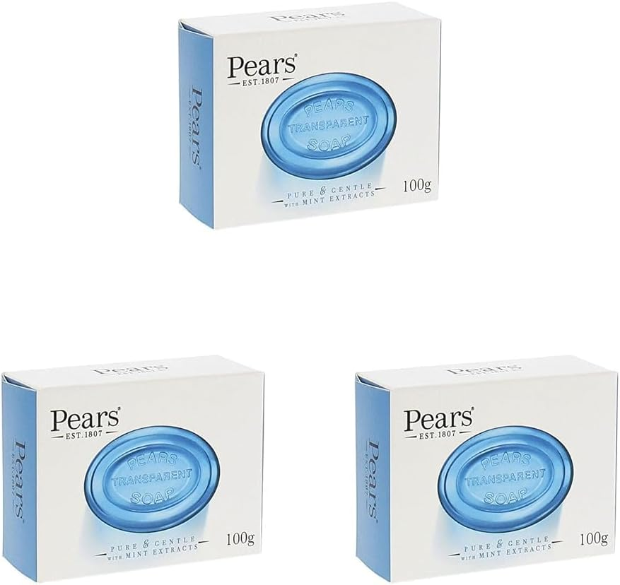 Pears Transparent Pure & Gentle Soap Bar with Mint Extracts 100 G (Pack of 3)