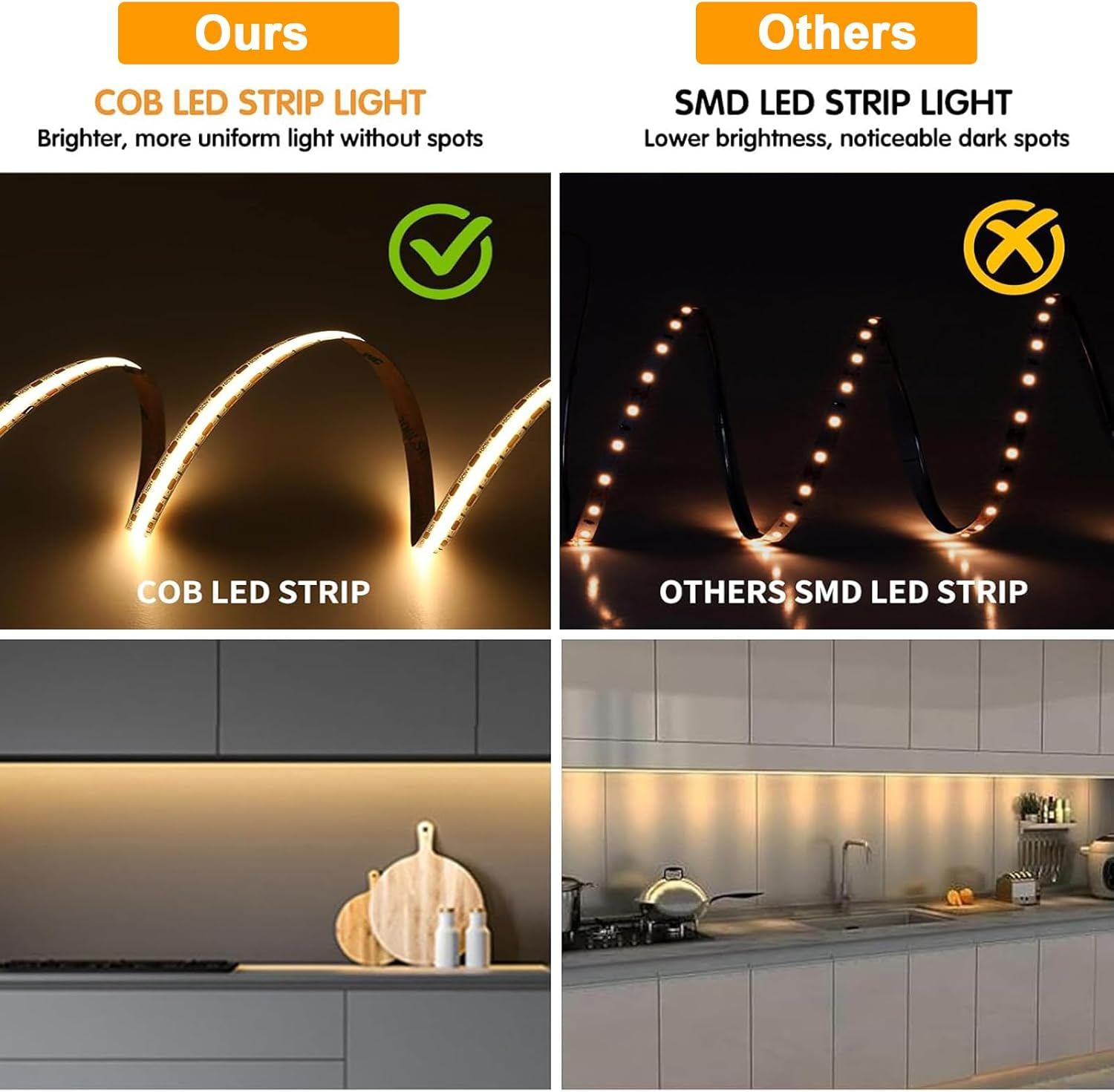 5V USB LED Lighting COB Short LED Strip Light White Flexible under Cabinet Tape Light for Bedroom,Kitchen,Home DIY Lighting image number 3