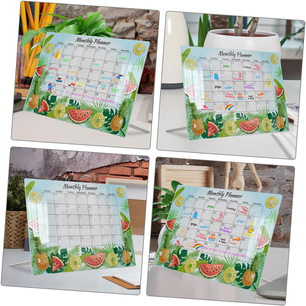 PLAFOPE Home Acrylic Message Board School Acrylic Note Board Dry Erase Eraser Duster Magnetic Erasable Note