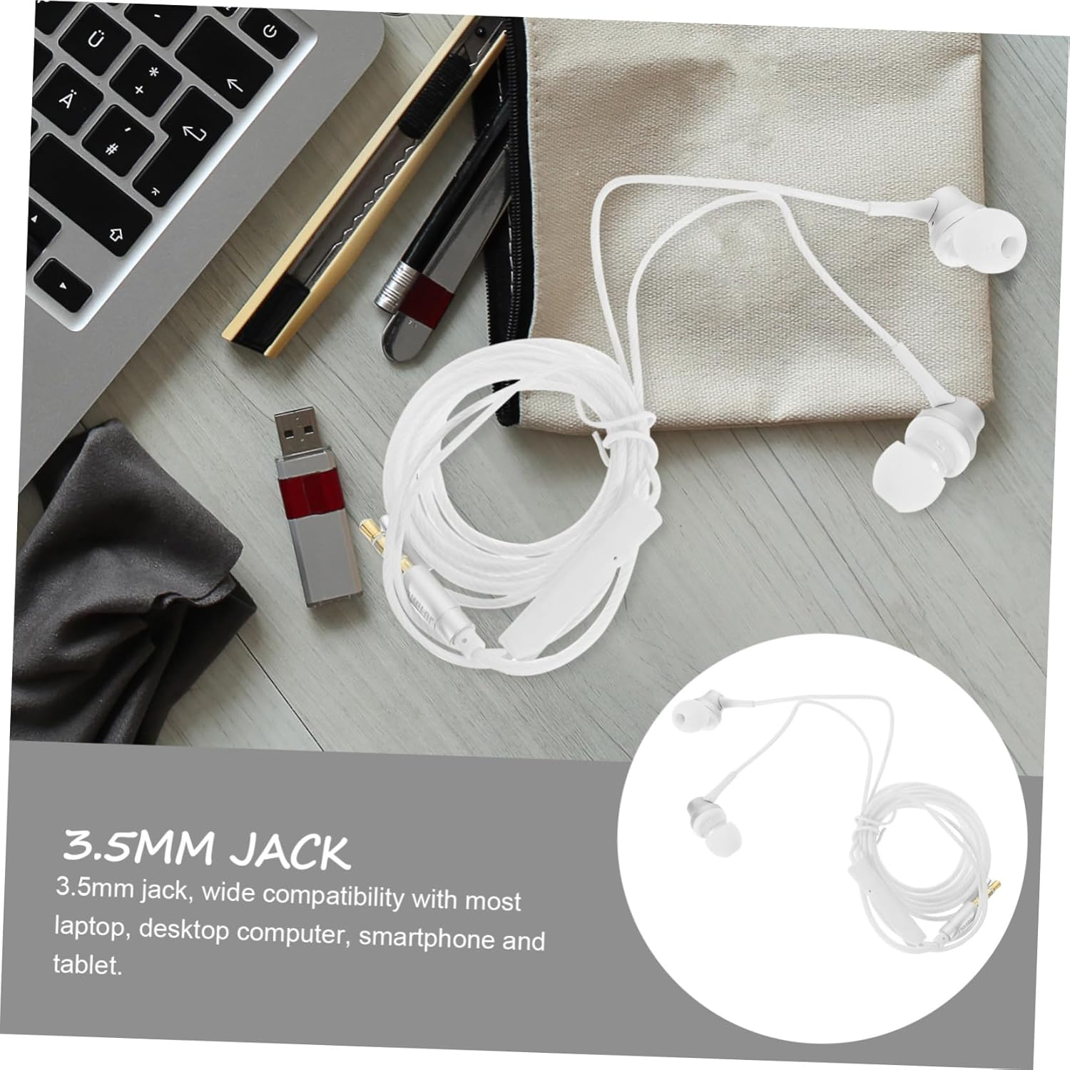 BELLIFFY In-Ear Earbuds 3.5Mm Wired Earphones with Volume Control for Phone Tablet Laptop Desktop, Universal Ear Headphones for Communication and Music Listening Random Color image number 3