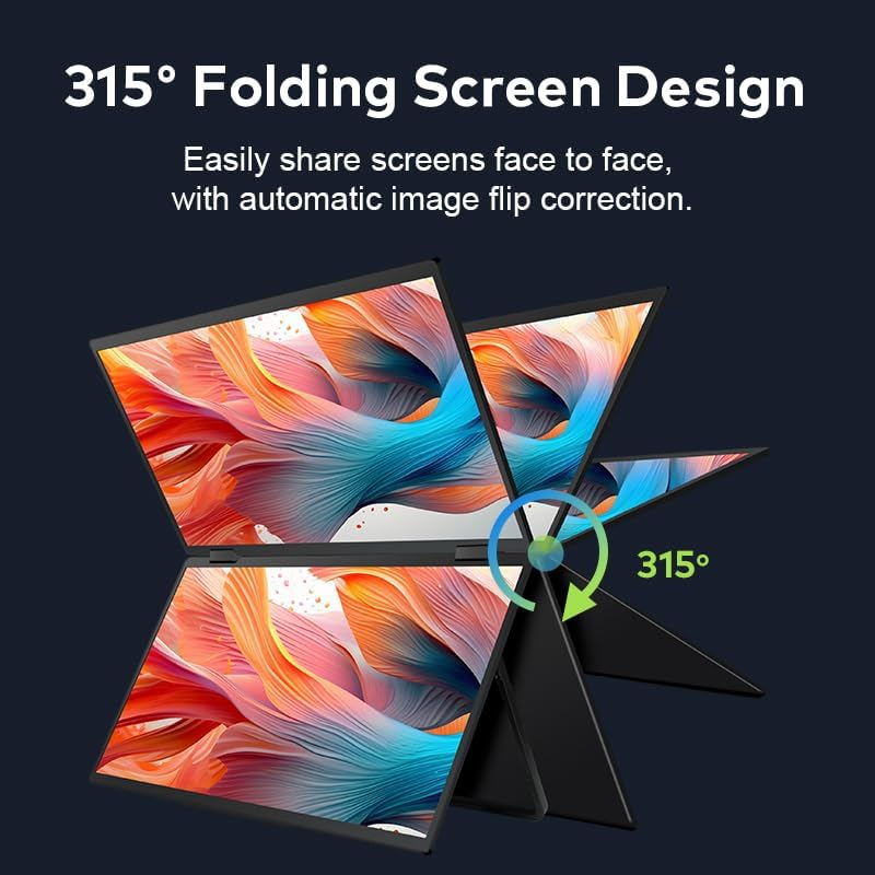 Trion 16 Inch Full HD Foldable Dual Portable Monitor Plug & Play Laptop Screen Extender for Windows, Macos, Android, Ios USB-C/HDMI Compatible with Xbox, PS4, Nintendo Switch (16 Inch) image number 2