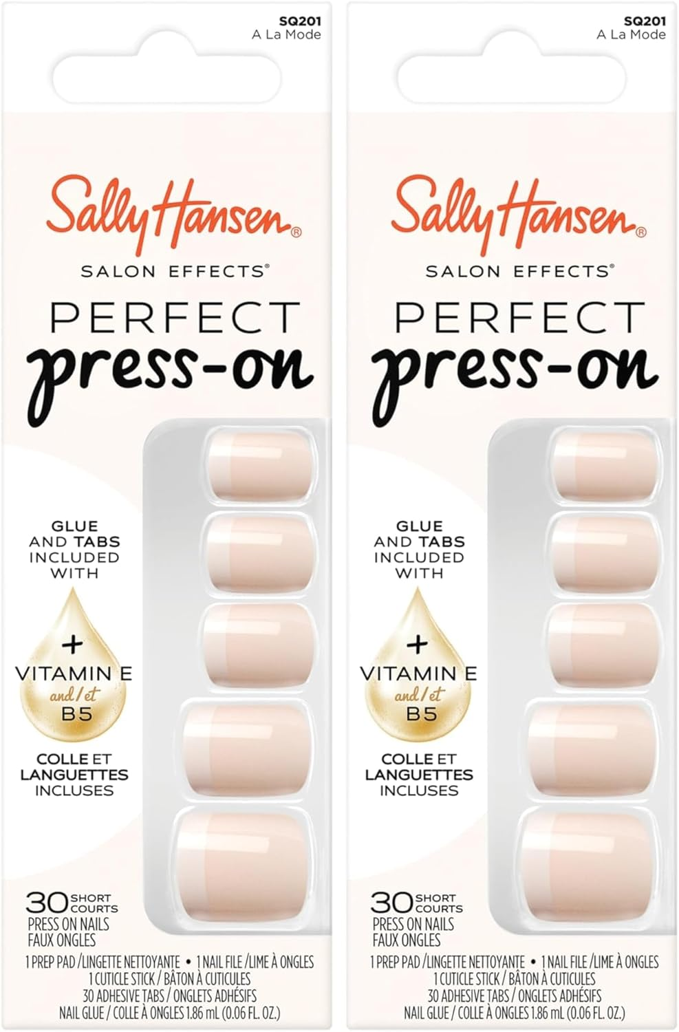 Sally Hansen Salon Effects&reg; Perfect Press On, Don'T Be Jewel​, Press on Nails, Square Shaped, Non-Damaging Adhesive Tabs, File, and Alcohol Pad Included