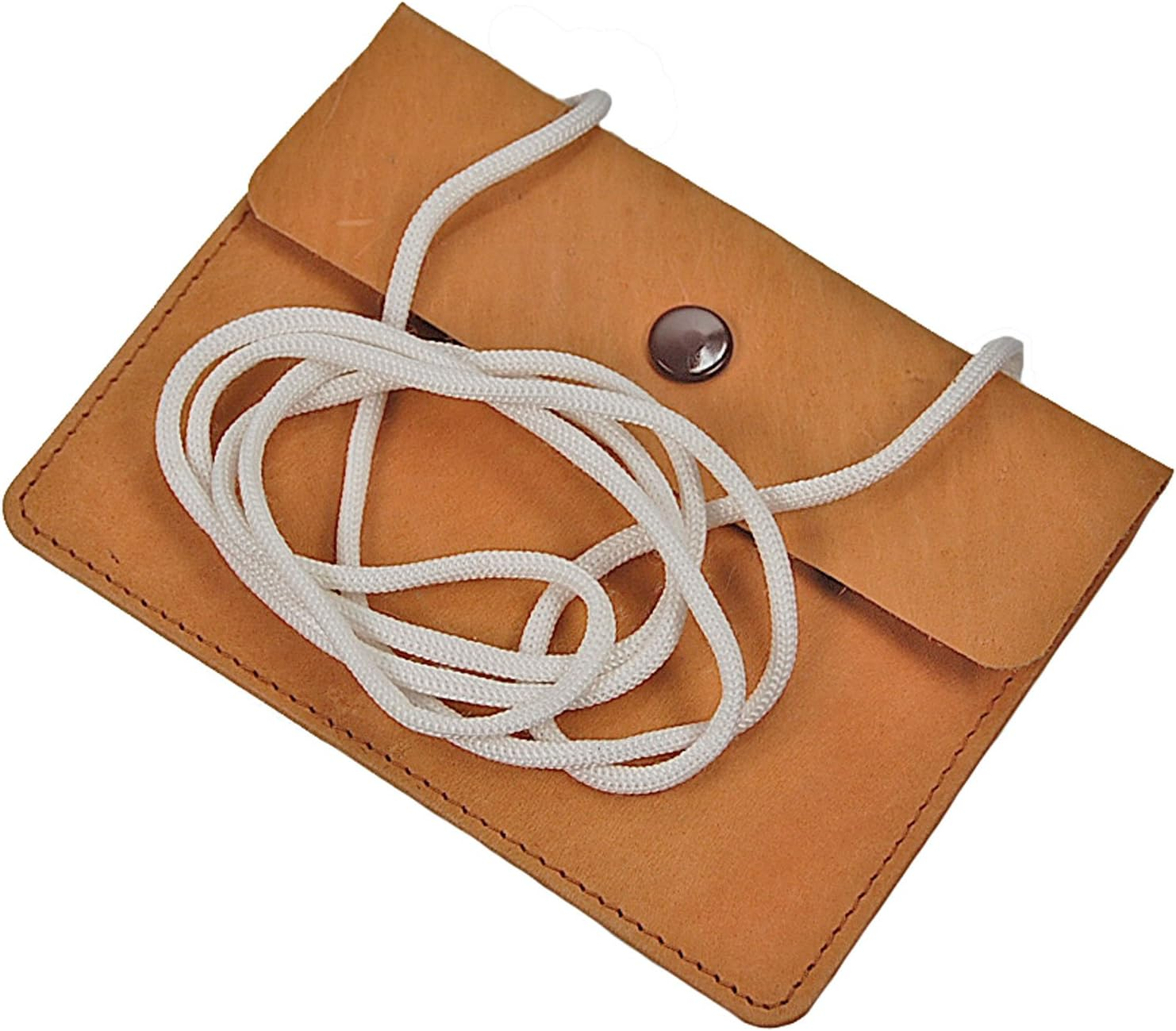 BOCCX Small Simple Neck Pouch Leather Chest Pocket Security Wallet Gobago, Natural, S, Neck Pouch