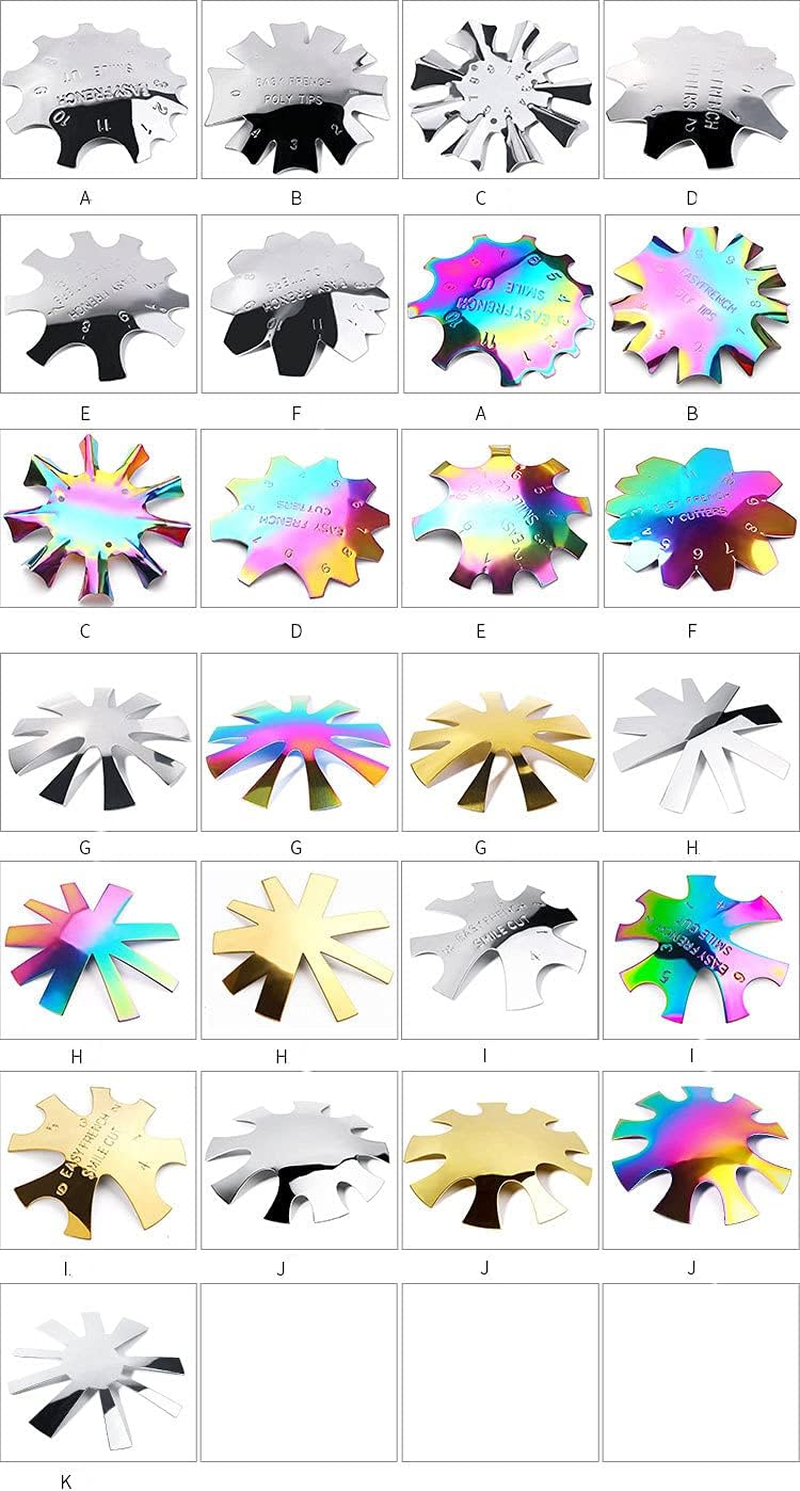 Pack of 2 Acrylic Nail Edge Trimmer, Almond Shape Easy French Smile Cut V Line Stainless Steel Manicure Edge Trimmer French Nails Stencil Cutter Tool Set for Acrylic UV Polyacrylic Gel Modelling image number 1