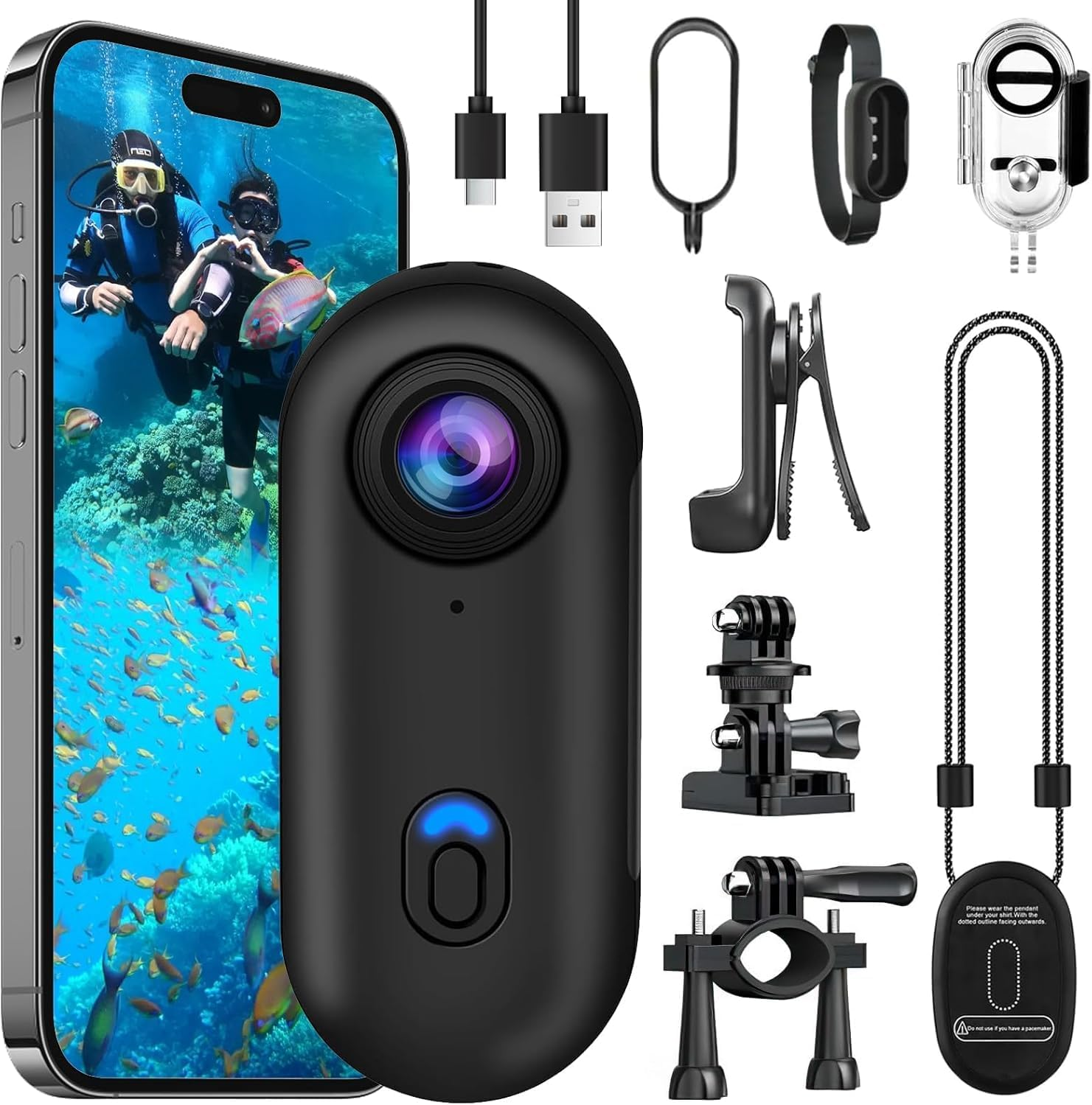 B-Qtech 4K Action Camera, 360&deg; Mini POV Portable Magnetic Body Camera, Underwater Camcorder 30M Waterproof Wifi Wearable Video Recorder 120&deg; Wide Angle for Work Travel Pet Walk Vlog image number 6