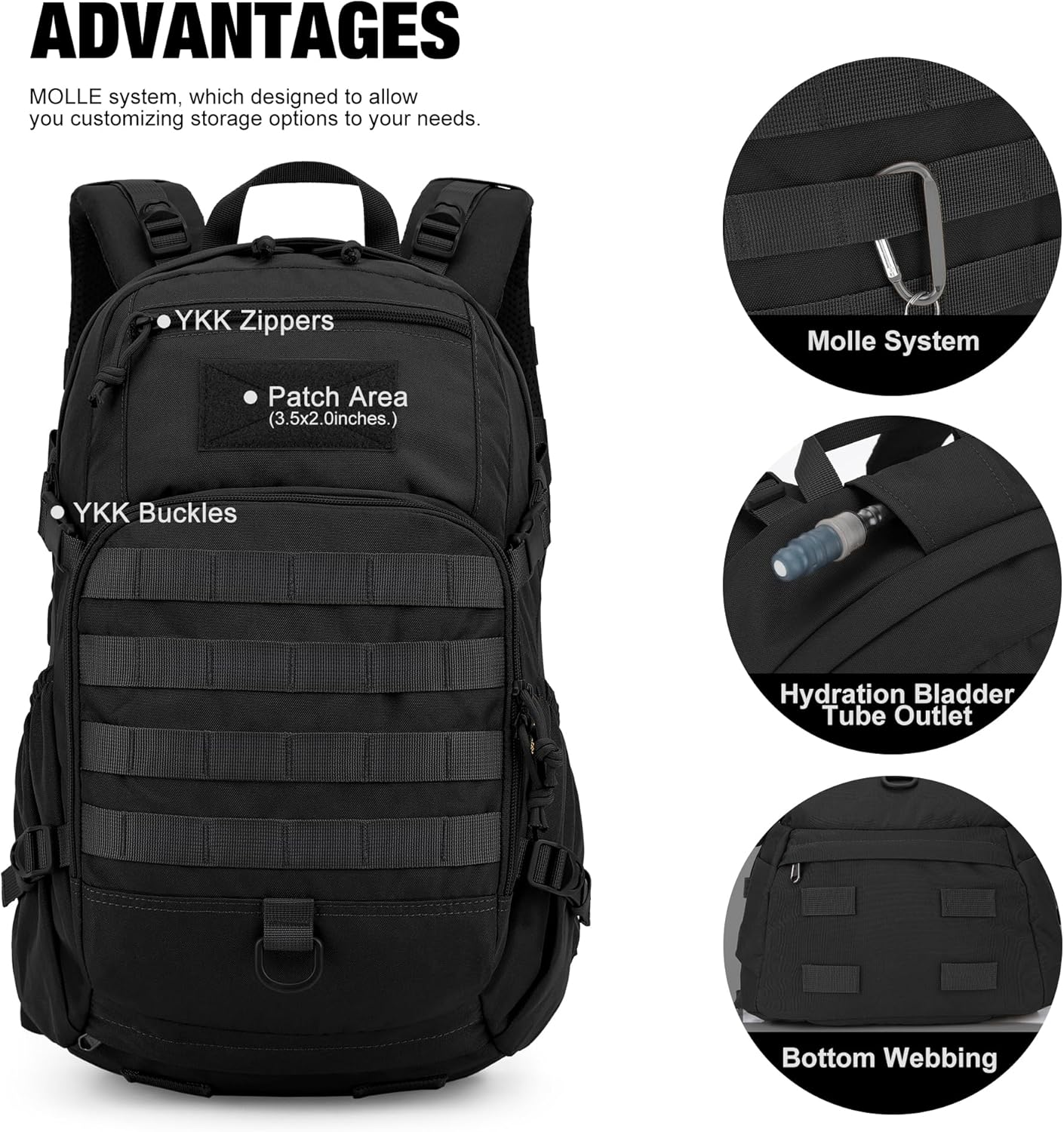 Mardingtop 25L Military Backpacks for Tactical Bicycle Hiking Walking Climbing Mountaineering Cycling Backpack image number 6