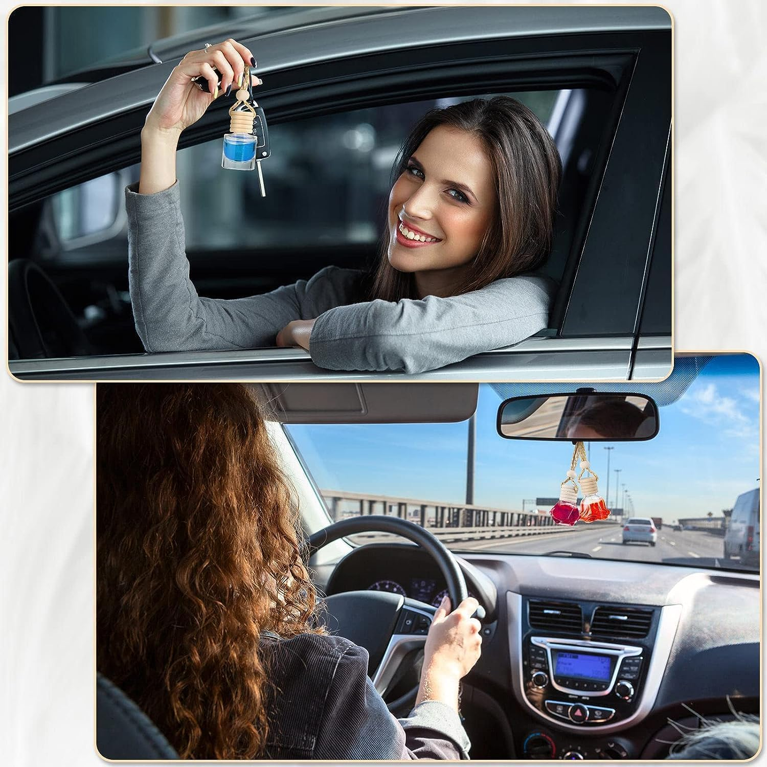 6 Pcs Car Air Freshener Perfume Bottle Empty Bottle Pendant Air Freshener Ornament for Essential Oil Aromatherapy Storage, Empty Refillable Home Car Air Freshener Vials (8Ml) image number 1