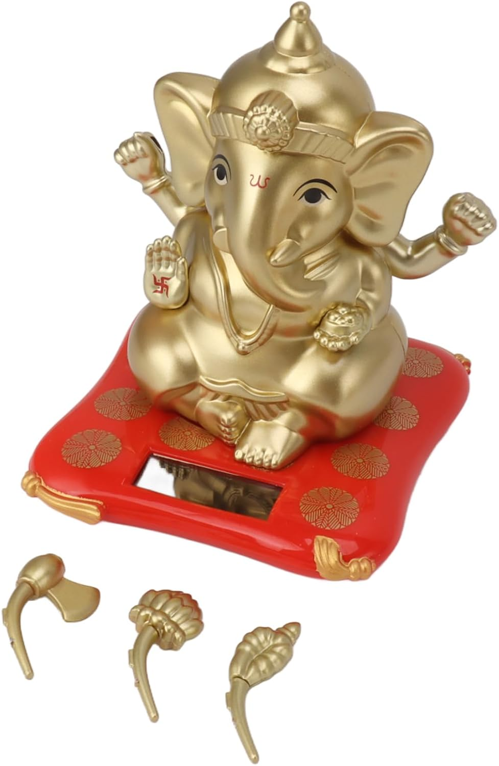 Ganesha Elephant God Statues, Solar Powered Indian Ganesha Idol Figurine, Indian Elephant Sculpture for Car Dashboard Home Decor Crafts, Ganesha Ornament for Meditation Yoga Room