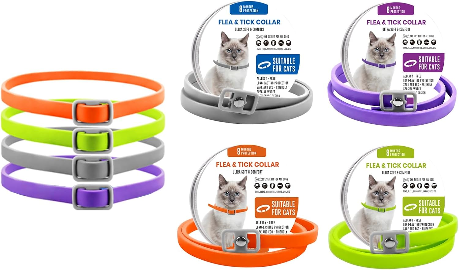 4Pcs Flea Treatment Collar for Cats, Effectively Prevent Flea and Tick Adjustable Silicone Suitable for All Cats, Waterproof and Safe image number 4