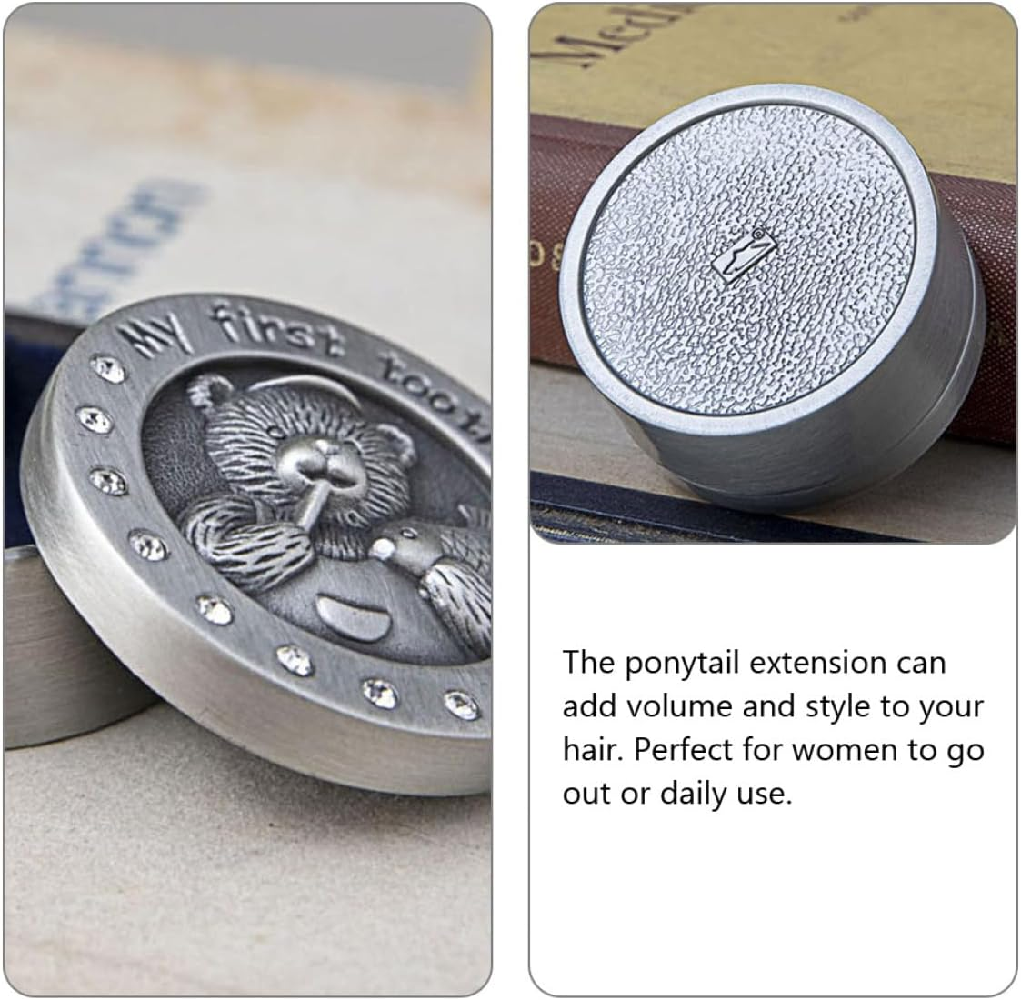 2Pcs Metal Newborn Tooth Box Bear Pattern Sturdy Tooth Holder for Boys and Girls Keepsake image number 1