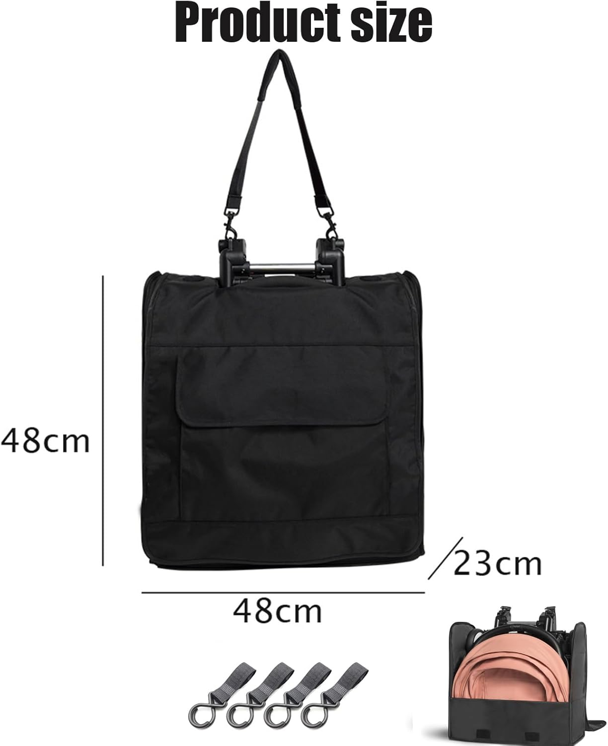 Stroller Storage Backpack, Carseat Ttravel Bag for Airplane,Portable Pram Bag Black, Stroller Accessories and Pram Travel Backpack