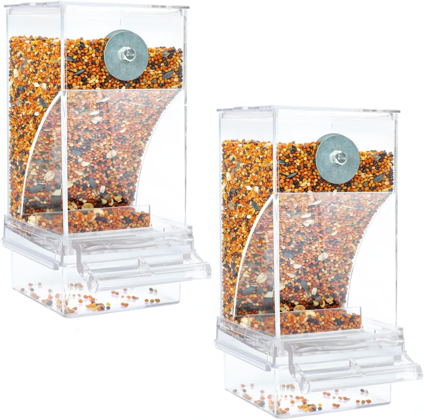 BEANPRECOY No Mess Bird Feeder Automatic No-Spill Transparent Bird Feeder Automatic Parrot Feeder Cage Accessories anti Spill Food Container Cage Easy Clean for Small and Medium Bird Parakeets image number 4