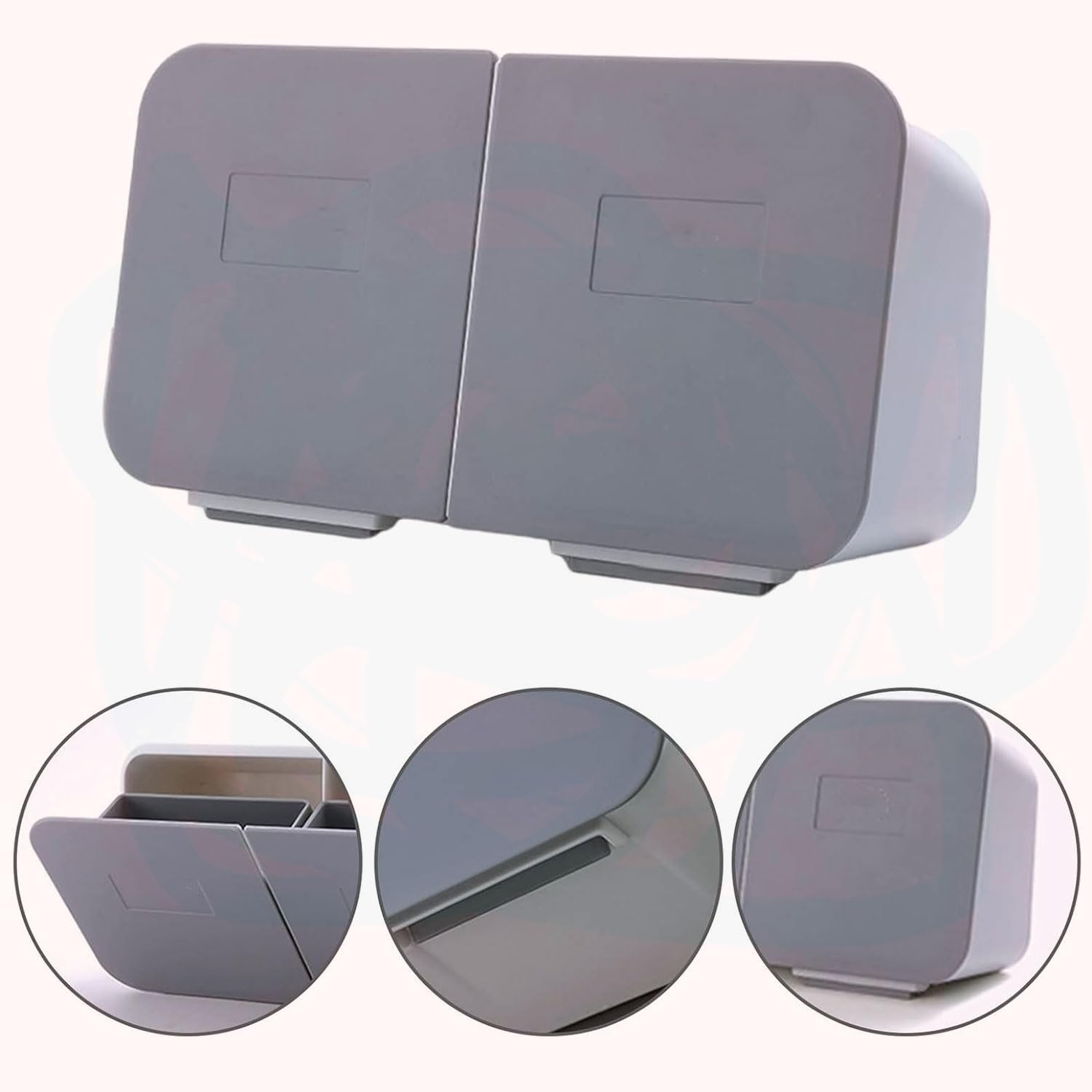 YIRANJIA Wall-Mounted Cotton Swab Holder - Bathroom Vanity Organizer for Cotton Swabs, Rounds & Sponges (White Grey) image number 3