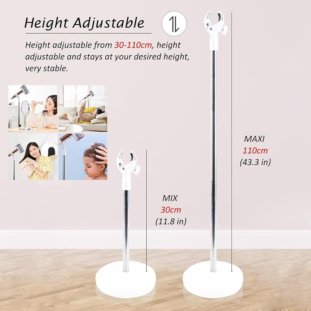 ASSYA Hands-Free Hair Dryer Stand, Height Adjustable, 360-Degree Rotation, Stable Base, Suitable for Home, Hair Salon, Pet Shop image number 2