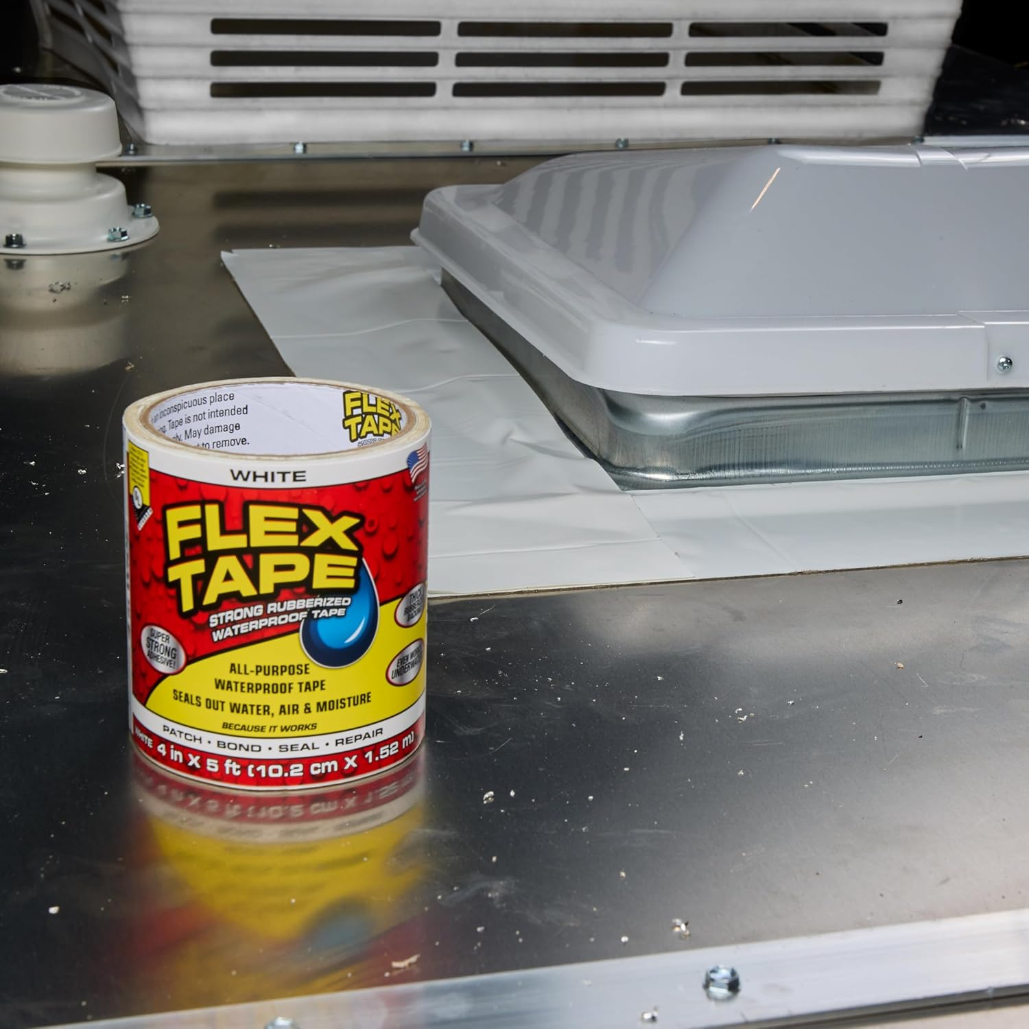 Flex Tape, 12 in X 10 Ft, White, Original Thick Flexible Rubberized Waterproof Tape - Seal and Patch Leaks, Works Underwater, Indoor Outdoor Projects - Home RV Roof Plumbing and Pool Repairs image number 2