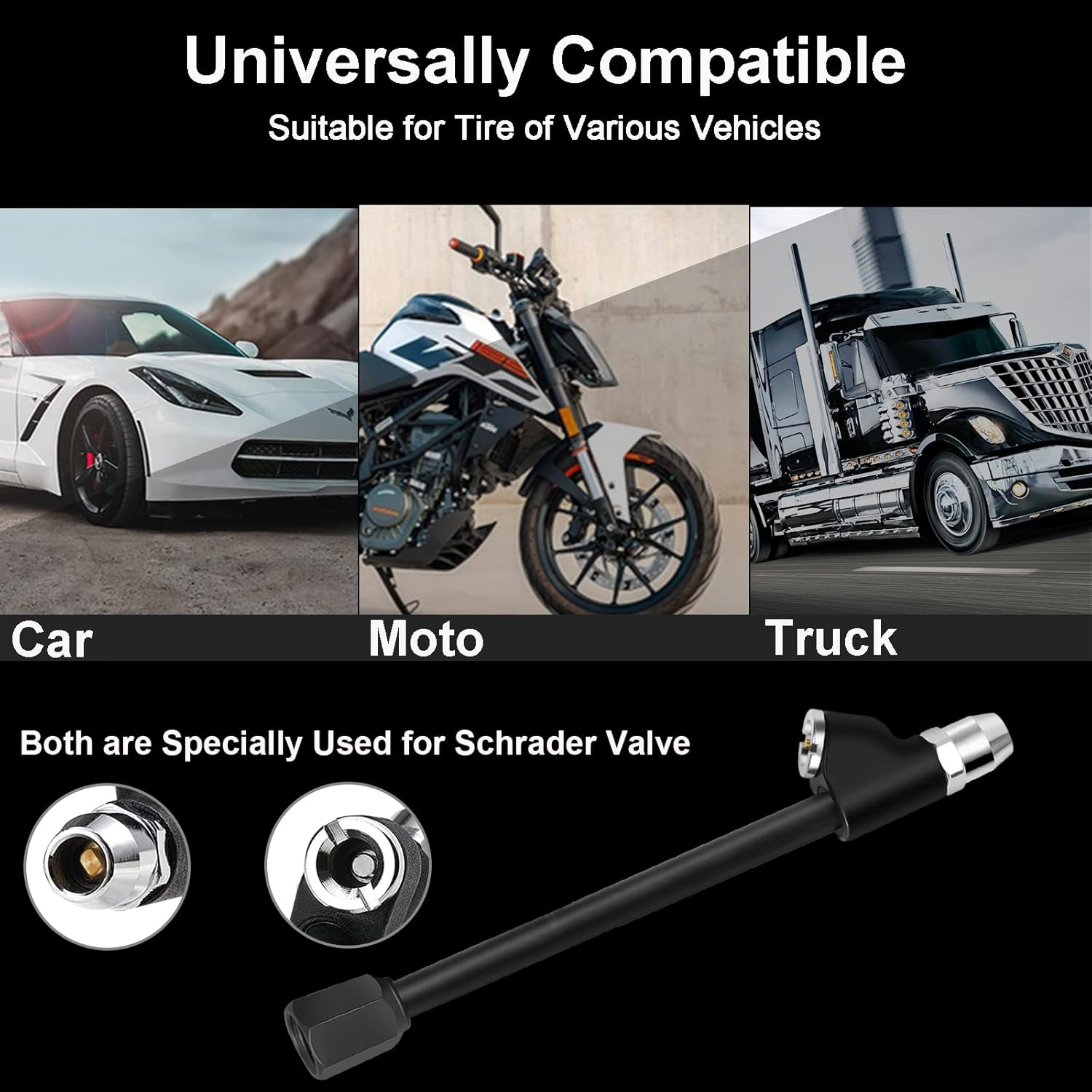 GODESON Air Chuck,1/4" FNPT Extended Reach Dual Head Chuck Set with Quick Plug,2-Way Connect Tire Chucks for Bikes,Motorcycle,Car,And Etc,Tire Air Chuck for Tire Inflator Gauge or Air Compressor image number 5