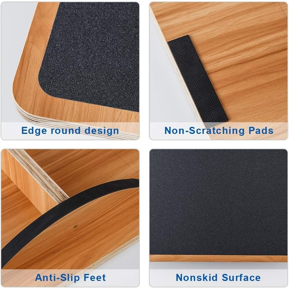 Strongtek Professional Wooden Balance Board, Rocker Board, Wood Standing Desk Accessory, Balancing Board for under Desk, anti Slip Roller, Core Strength, Stability, Office Wobble Boards &hellip; image number 5