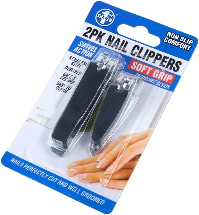 1St Care Easy Grip Nail Clippers, Black (Pack of 2) image number 6