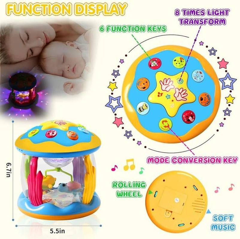 Baby Toys 12 to 36 Months Babies Ocean Rotating Projector Colors Lights Musical Toys 12-36 Months Crawling Learning Infant Toys for Toddlers 1 2 3 Years Old Baby Christmas and Birthday Gift image number 3