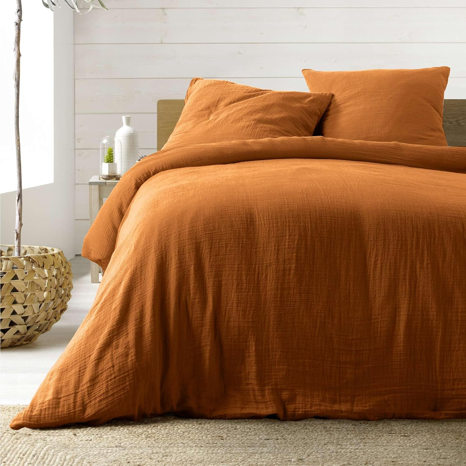 Douceur D'Int&eacute;rieur, 3-Piece Bedding Set (260 X 240 Cm) Angelia Caramel, Cotton Gauze image number 2