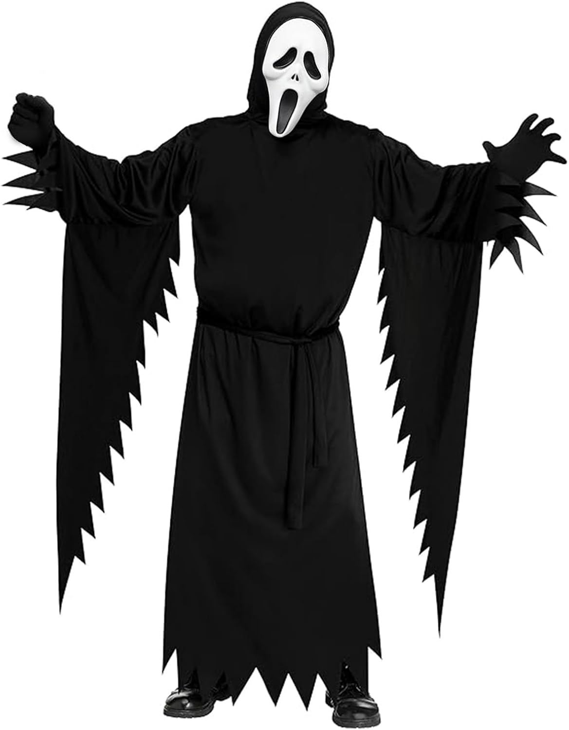 Scary Scream Costume Gostfaceing Costume Black Robe with Mask Mens Costume Halloween Cosplay Costume image number 3