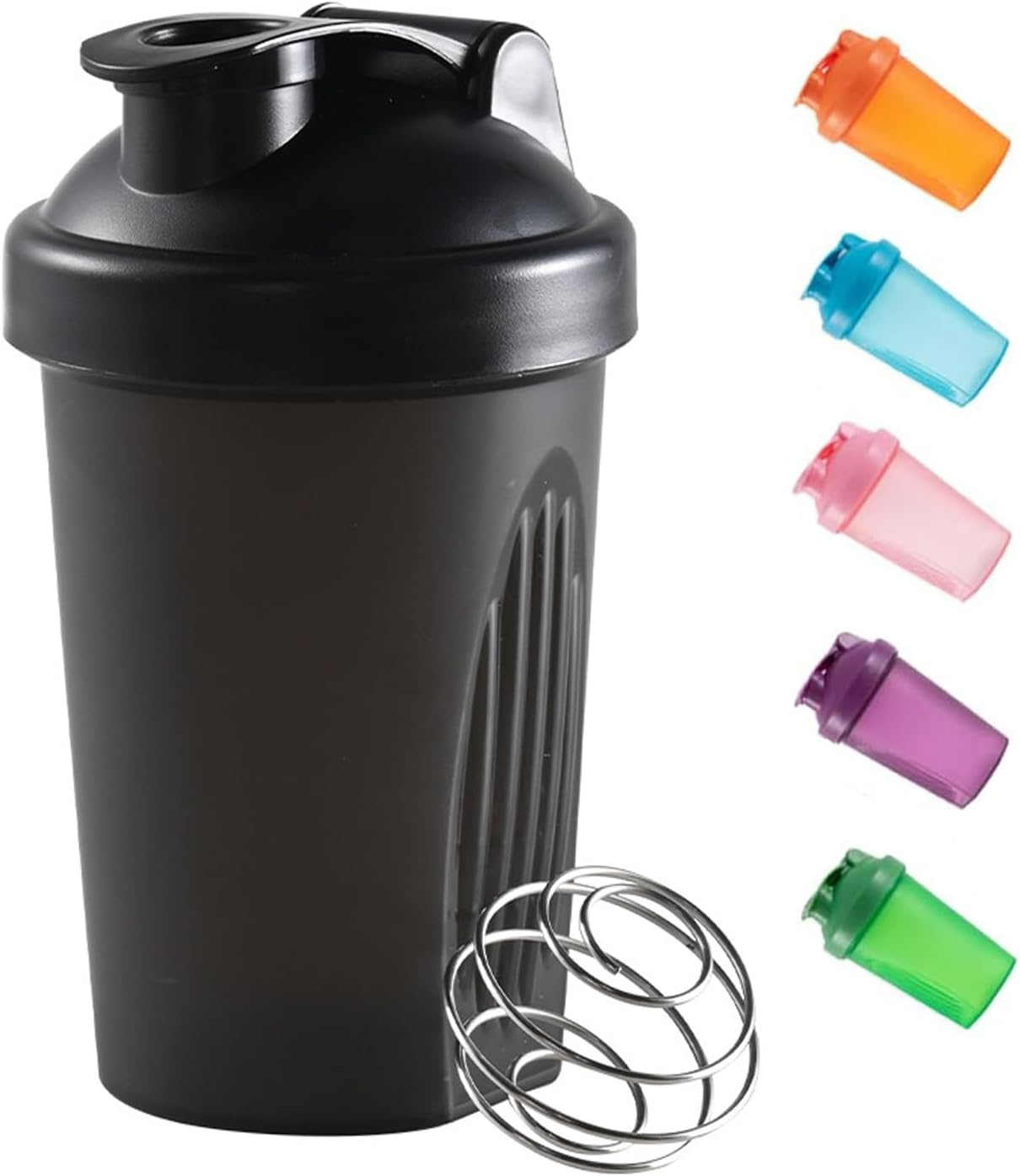Shaker Bottle for Protein Powder Mixed Plastic Workout Water Bottle 400 Ml with Mixball Non-Leak Cap Shaker Cups for Fitness Sports Gym Supplement Drinks Bottles (Black)