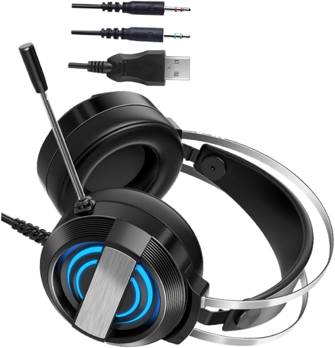 Gaming Headset USB Wired Stereo Pc Headphones with Microphone for Desktop and Home Use, Over-Ear Black Standard Edition for Professional Gamers image number 6