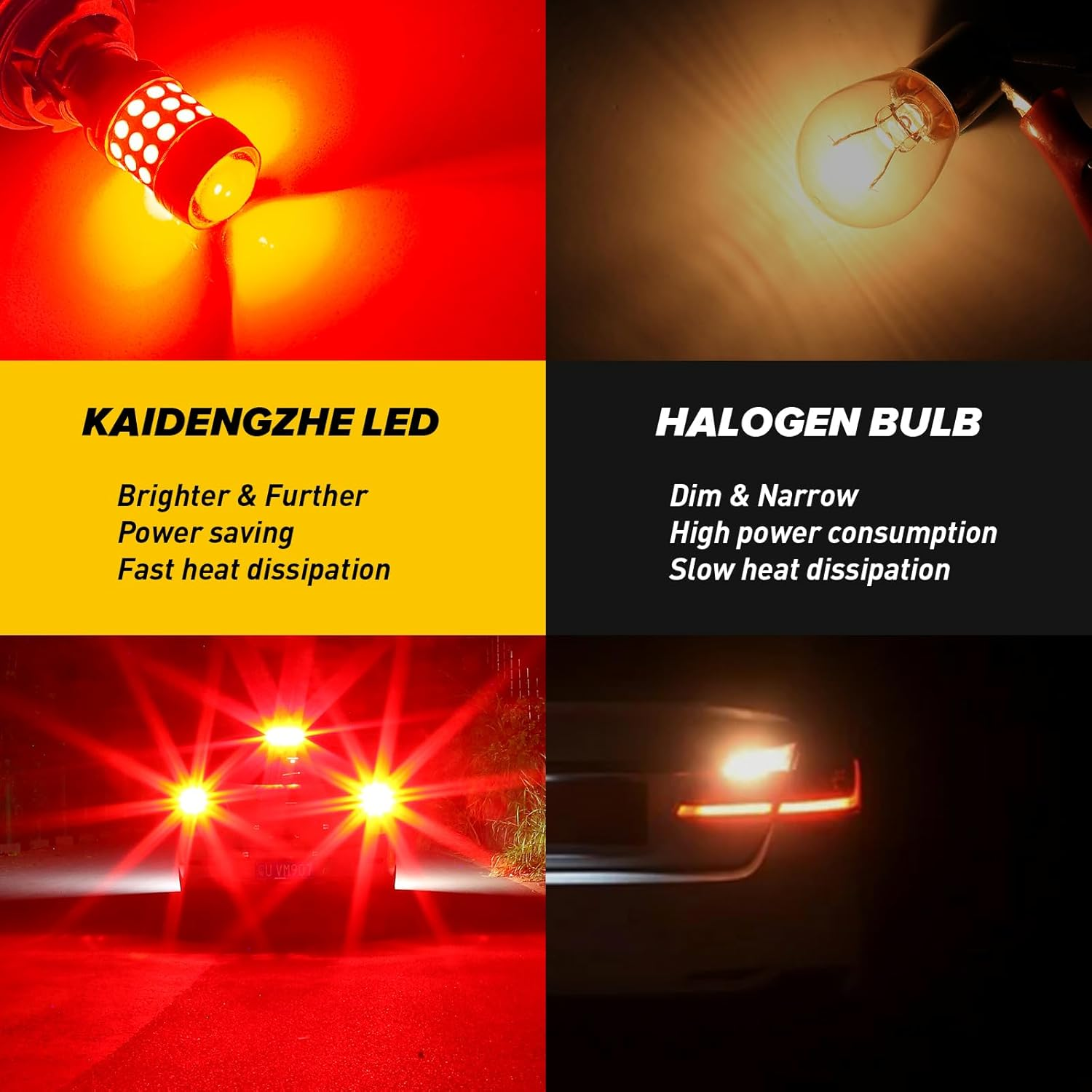 Kaidengzhe 1156 BA15S P21W LED Brake Light Bulb 12V-24V 42SMD 3030 21W Super Bright 1000LM P21W 382 LED Bulb with Projector for Brake Lights Fog Lights Parking Lights Stop Taillights Bulbs, Red, 2PCS