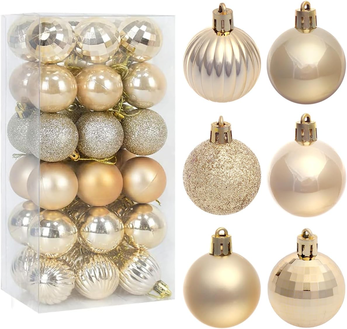 Christmas Baubles, H HOME-MART 36Pcs 4CM/1.57IN Small Xmas Tree Christmas Decorations, Shatterproof Christmas Balls Ornaments, Christmas Tree Decorations Ornaments