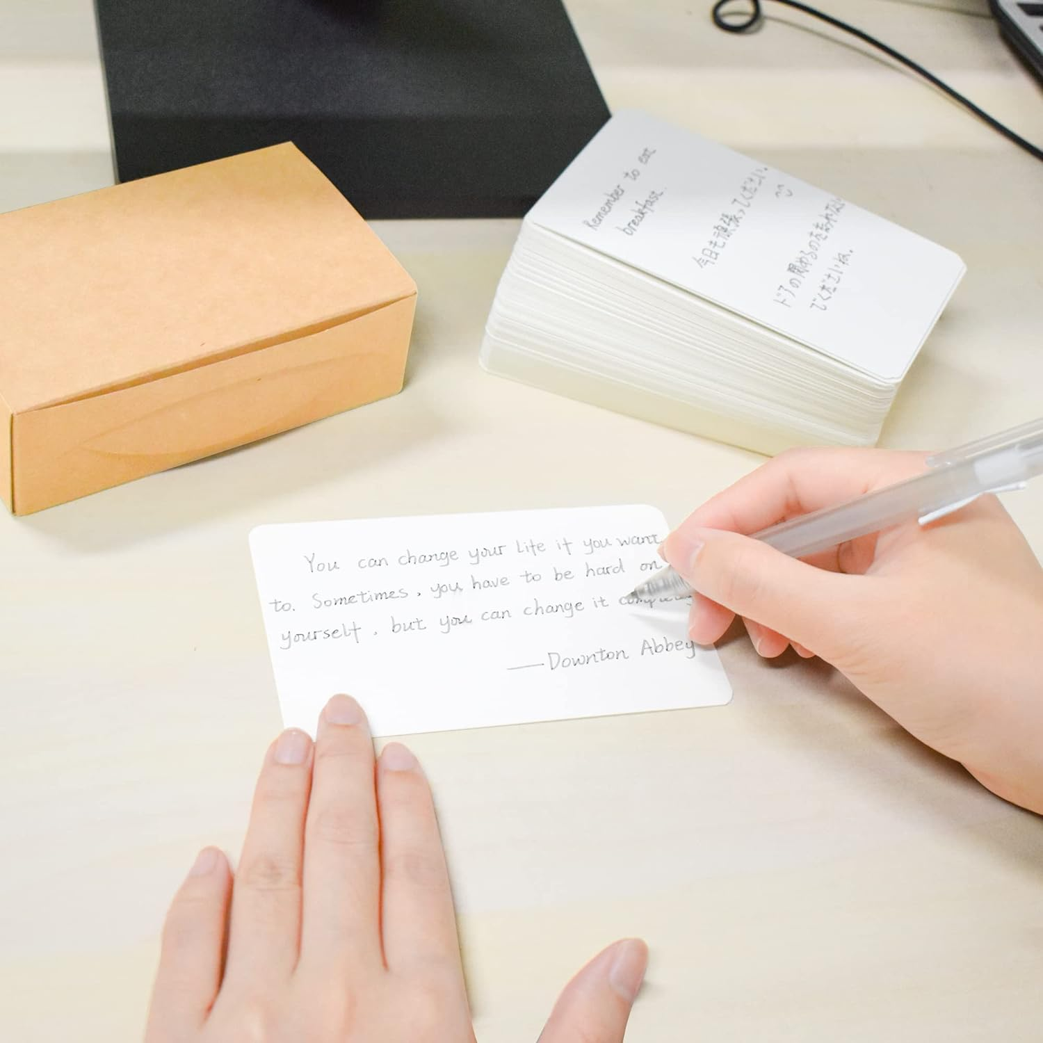 VANRA 300PCS Blank Index Cards 3X5 Inches Note Cards Thick 111Lb Cardstock Flash Cards, Unruled Study Cards for School Learning, Office (White) image number 2