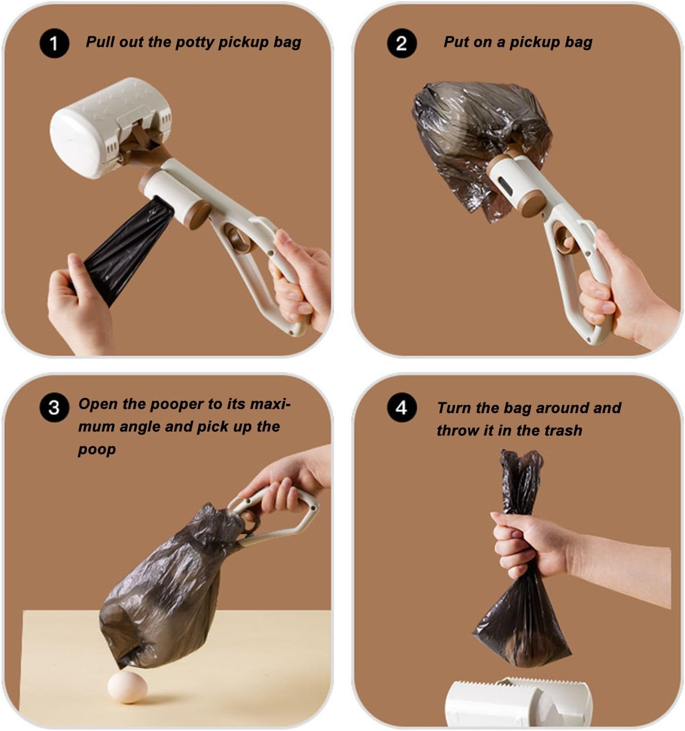 Pet Pooper Scooper, Lightweight and Convenient Dog Pooper Shovel with Ergonomic Handle, Strong Bite, External Garbage Bag Storage Box, ABS Material, 4.5X13.0In (White) - White image number 5